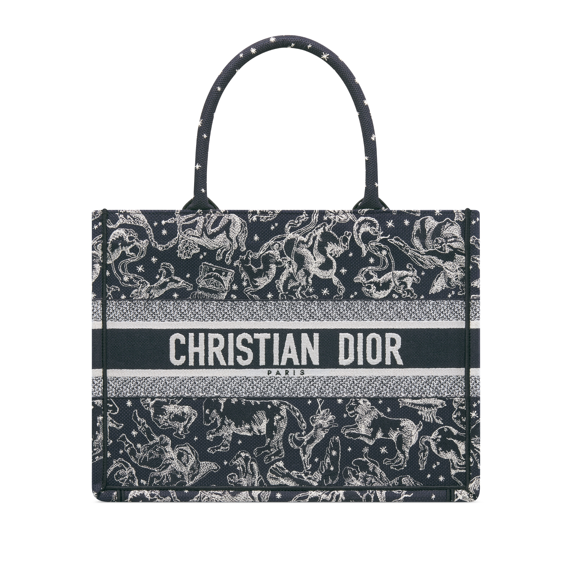 Sac Dior Book Tote Medium Broderie Dior Zodiac bleu multicolore (36 x 27,5 x 16,5 cm) E01