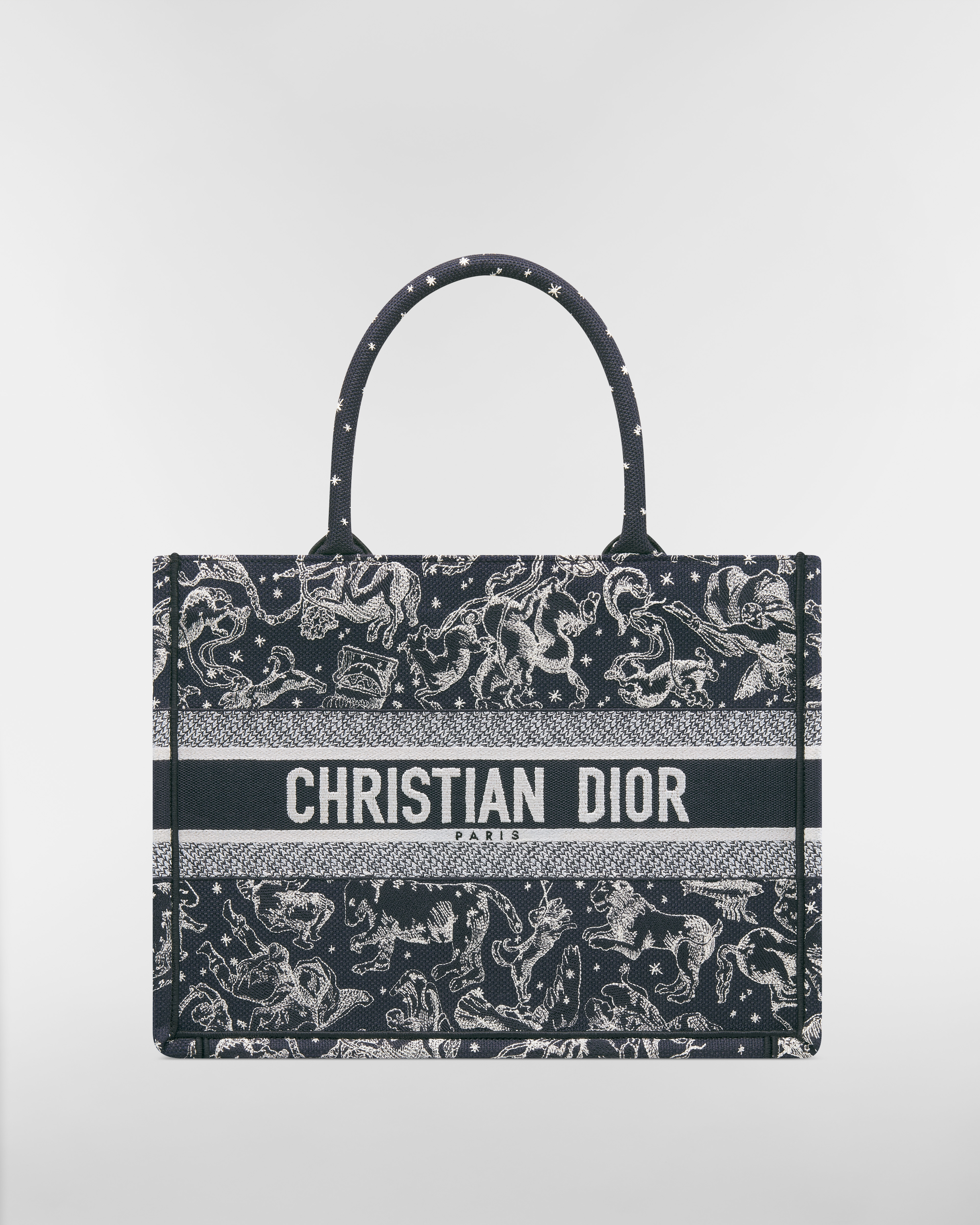 Dior Book Tote mediano Bordado Dior Zodiac azul multicolor (36 x 27,5 x 16,5 cm) E01