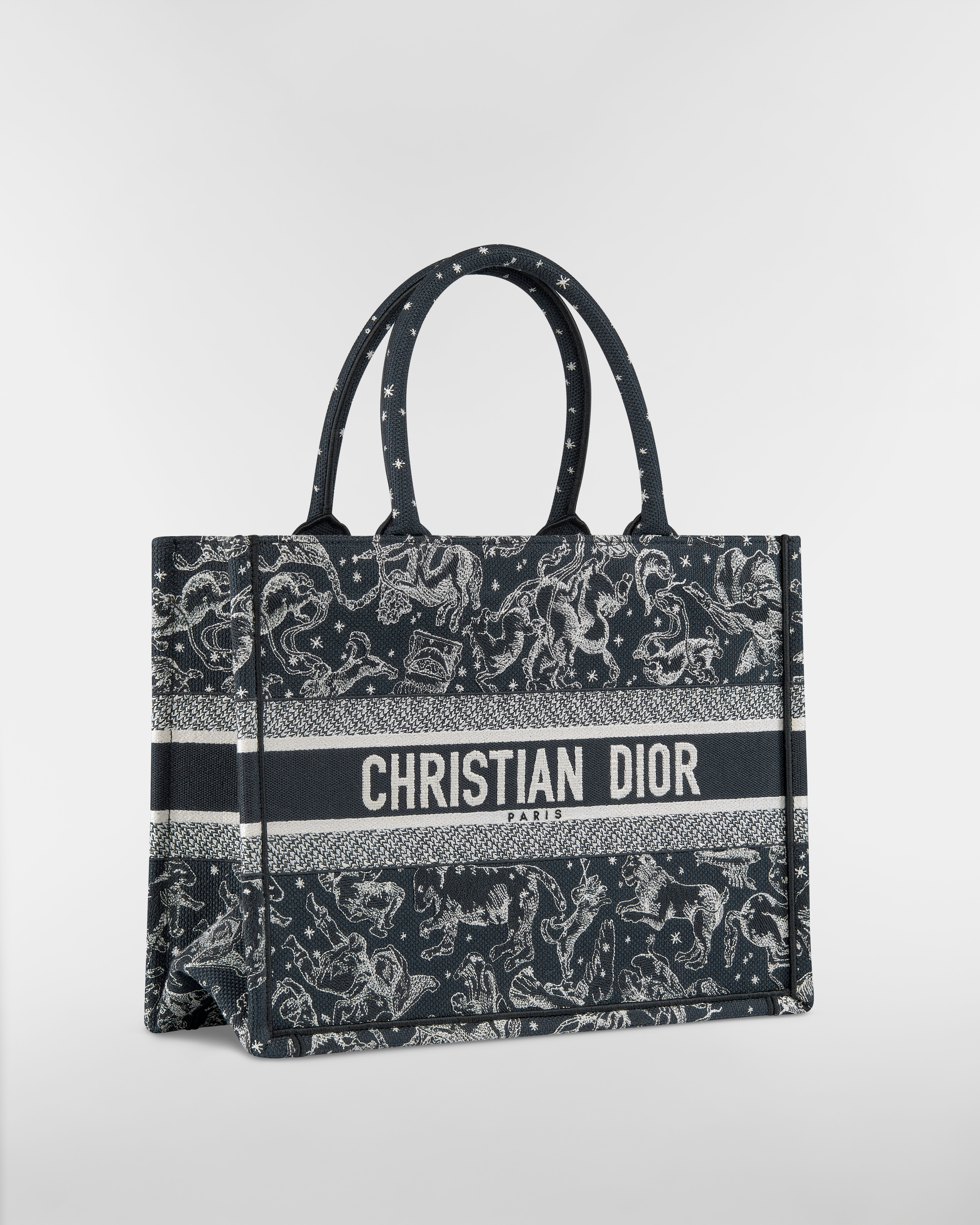 Dior Book Tote mediano Bordado Dior Zodiac azul multicolor (36 x 27,5 x 16,5 cm) E03