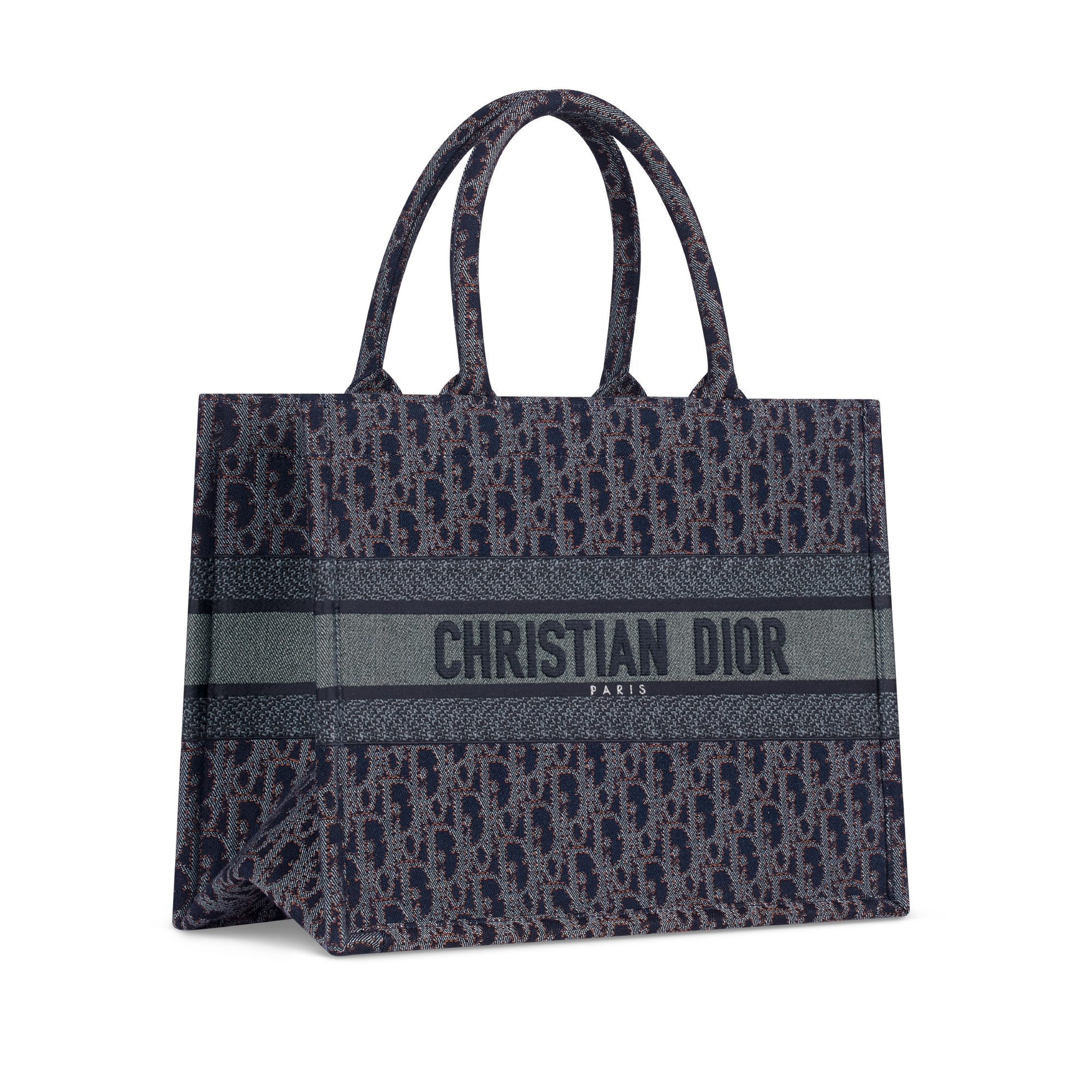 Dior Book Tote バッグ ミディアム ディオール オブリーク エンブロイダリー デニム (36 x 27.5 x 16.5 cm) E03