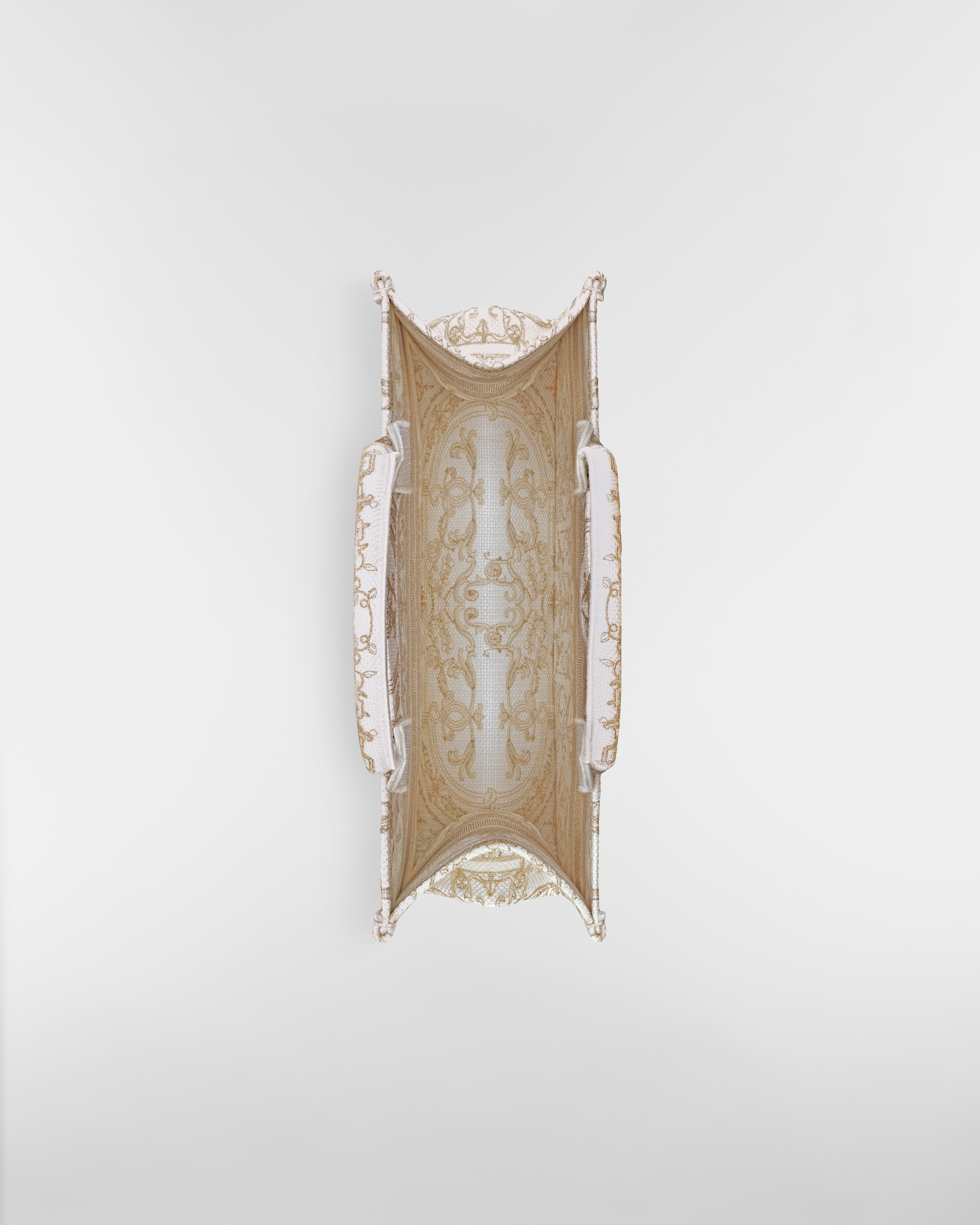 中碼 Dior Book Tote 奶白色和金色色調 Dioresque Stella 鏈式效果刺繡（36 x 27.5 x 16.5 厘米） E06