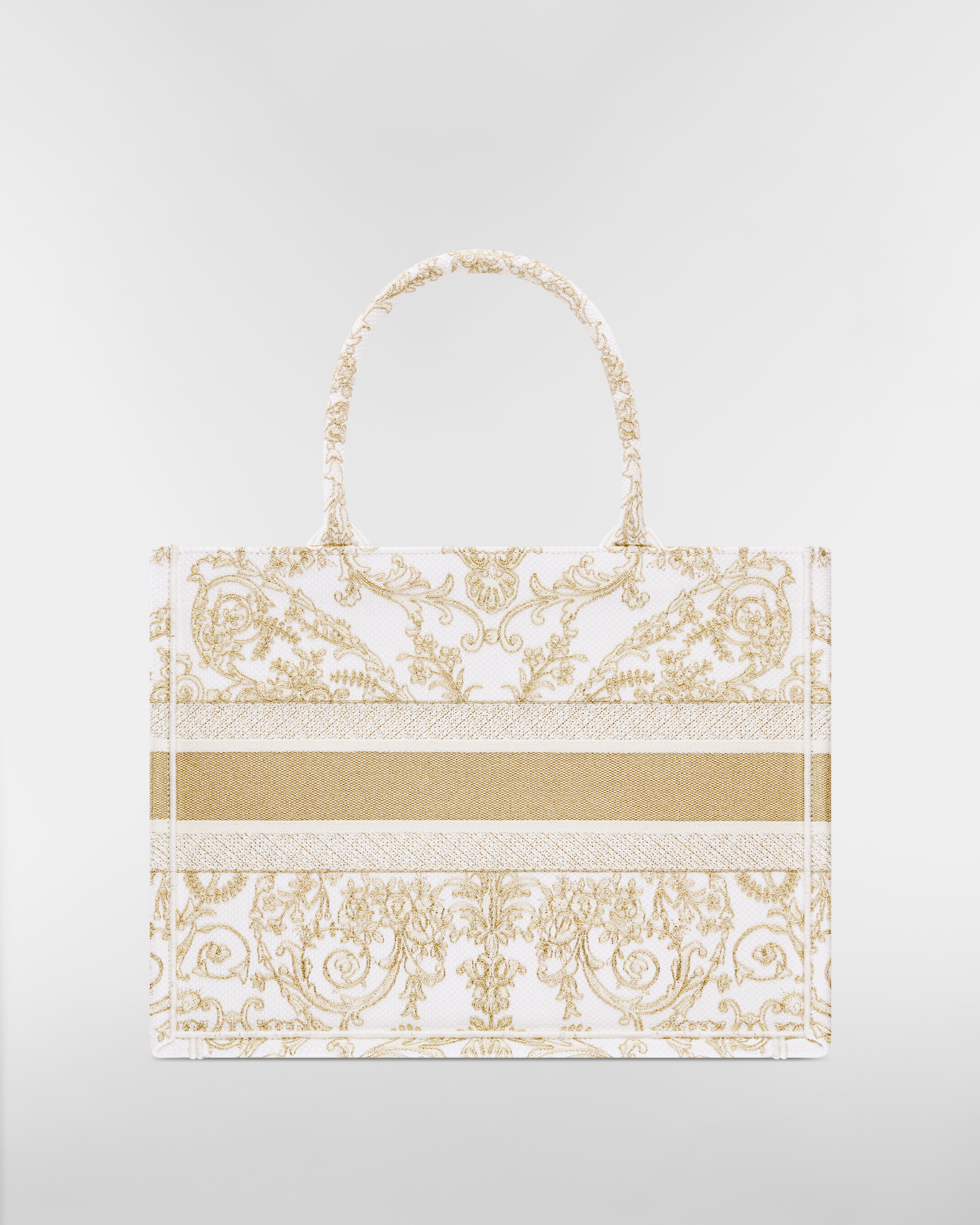 中碼 Dior Book Tote 奶白色和金色色調 Dioresque Butterfly 鏈式效果刺繡（36 x 27.5 x 16.5 厘米） E08