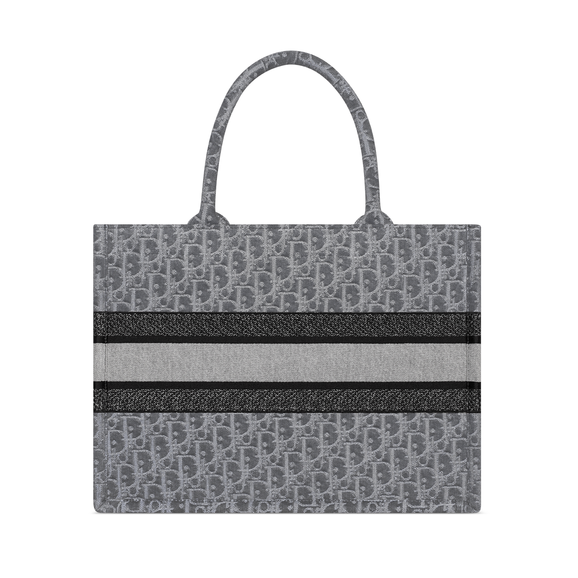 Mittelgroße Dior Book Tote Denim Dior Oblique Stickerei in Grau (36 x 27,5 x 16,5 cm) E08