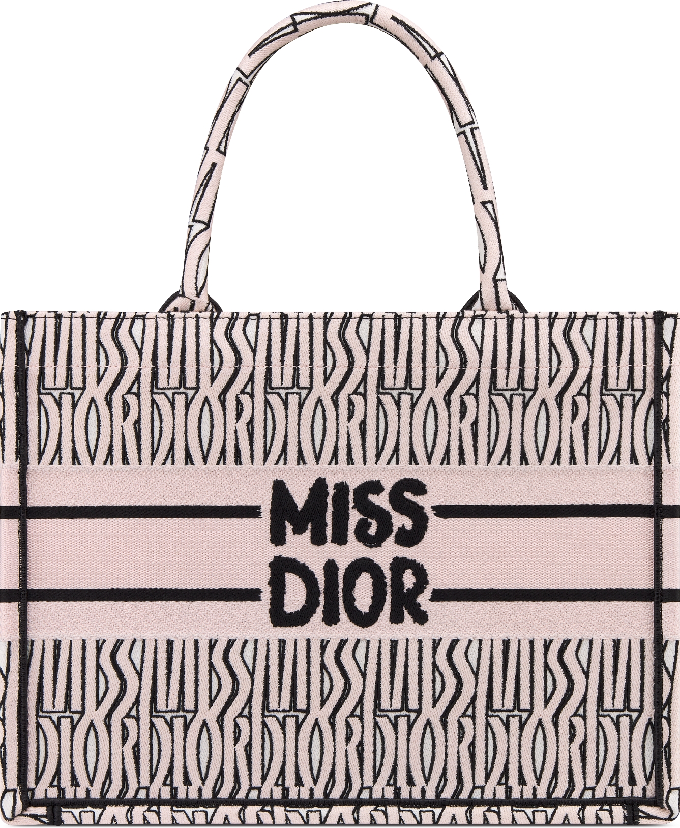 Medium Dior Book Tote Pale Blue and Black Miss Dior Allover Embroidery 36 x 27.5 x 16.5 cm DIOR