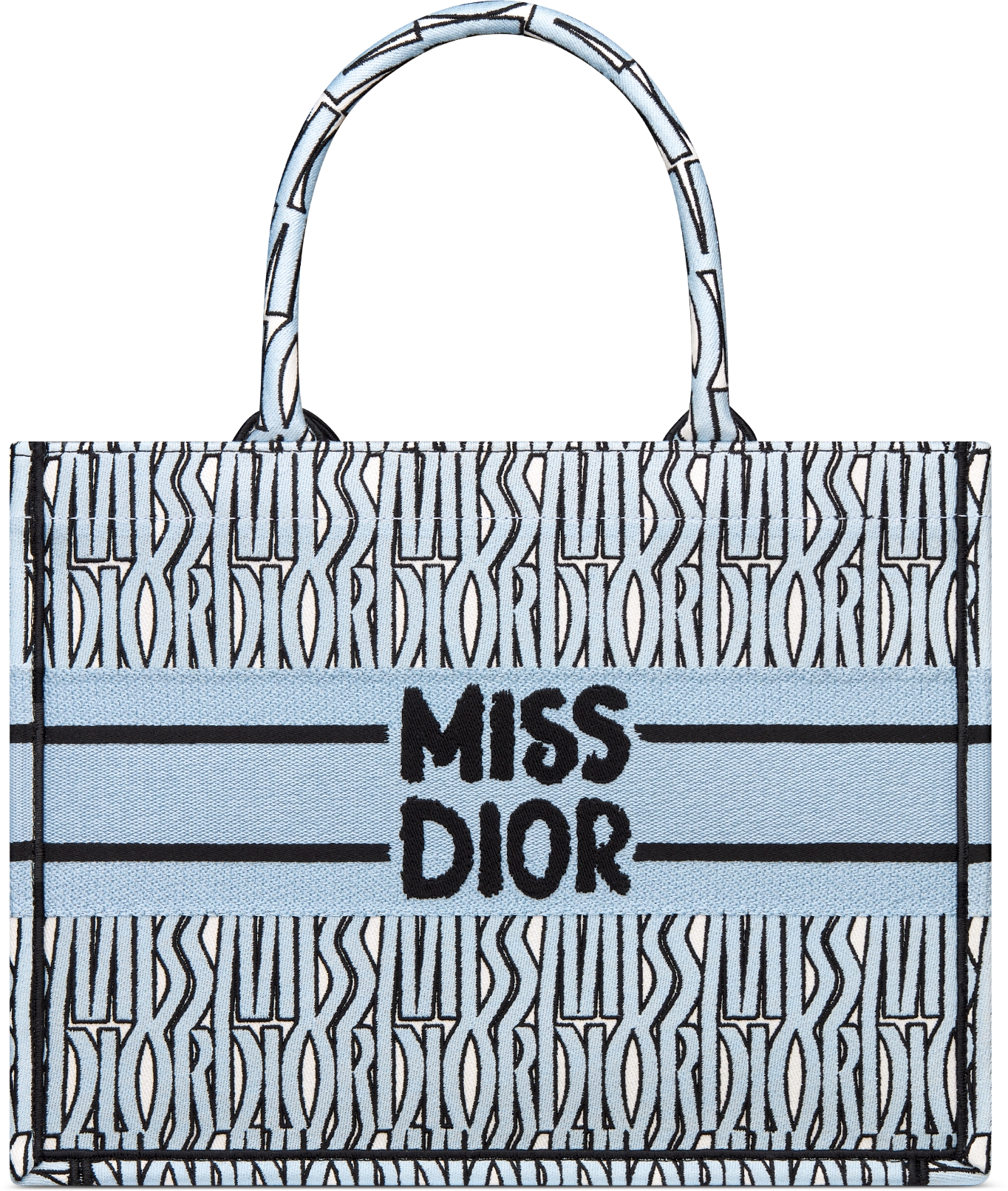 Medium Dior Book Tote White and Black Miss Dior Allover Embroidery 36 x 27.5 x 16.5 cm DIOR