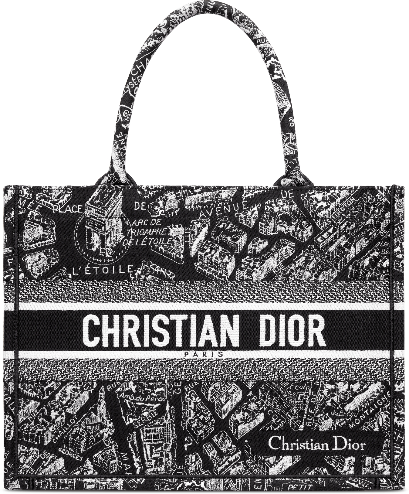 DIOR | Dior Book Tote バッグ ミディアム Plan de Paris エンブロイダリー (36 x 27.5 x 16.5 cm)