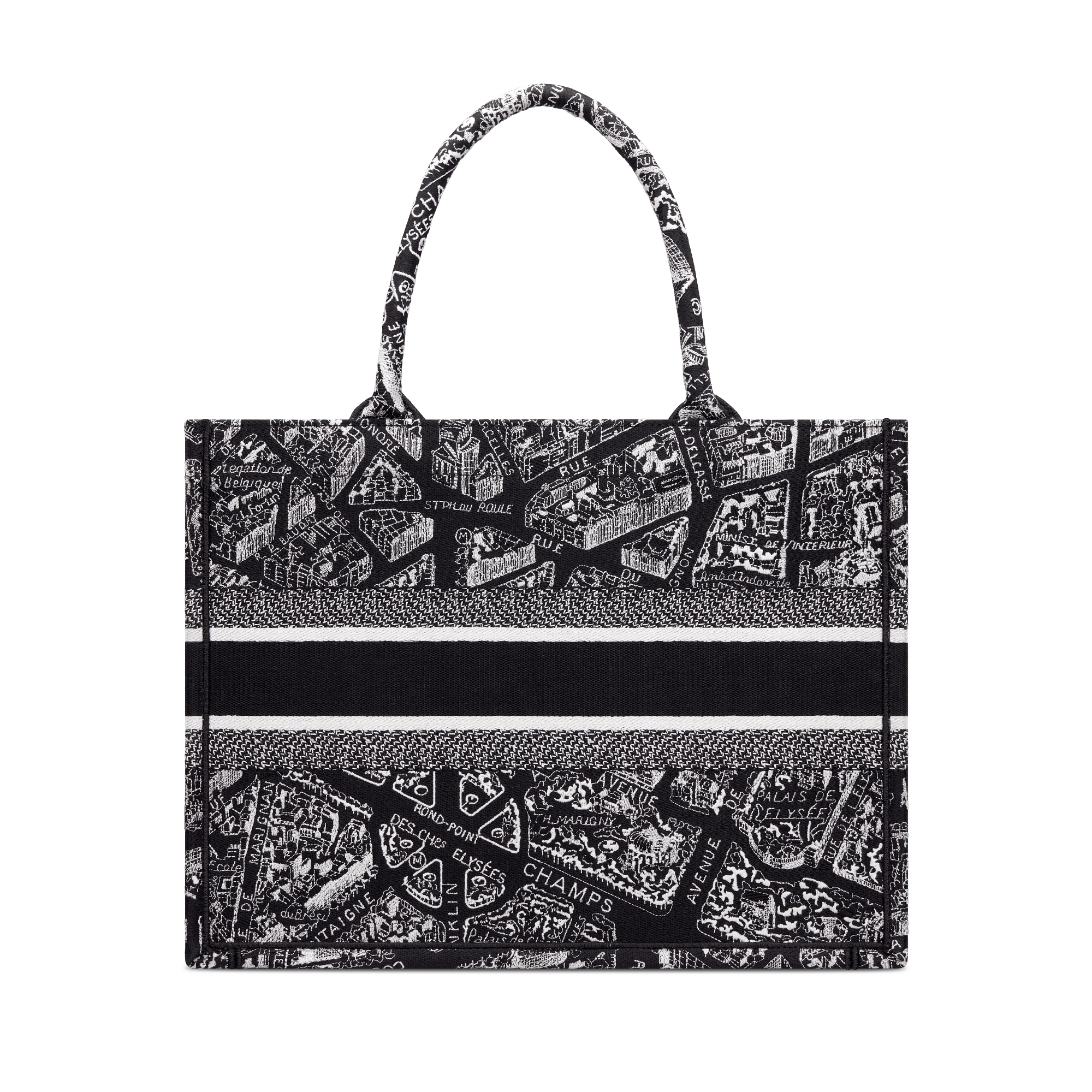バッグ Christian Dior Book Tote (Plan de Paris) Medium Dior Book Tote Black and White Plan de Paris