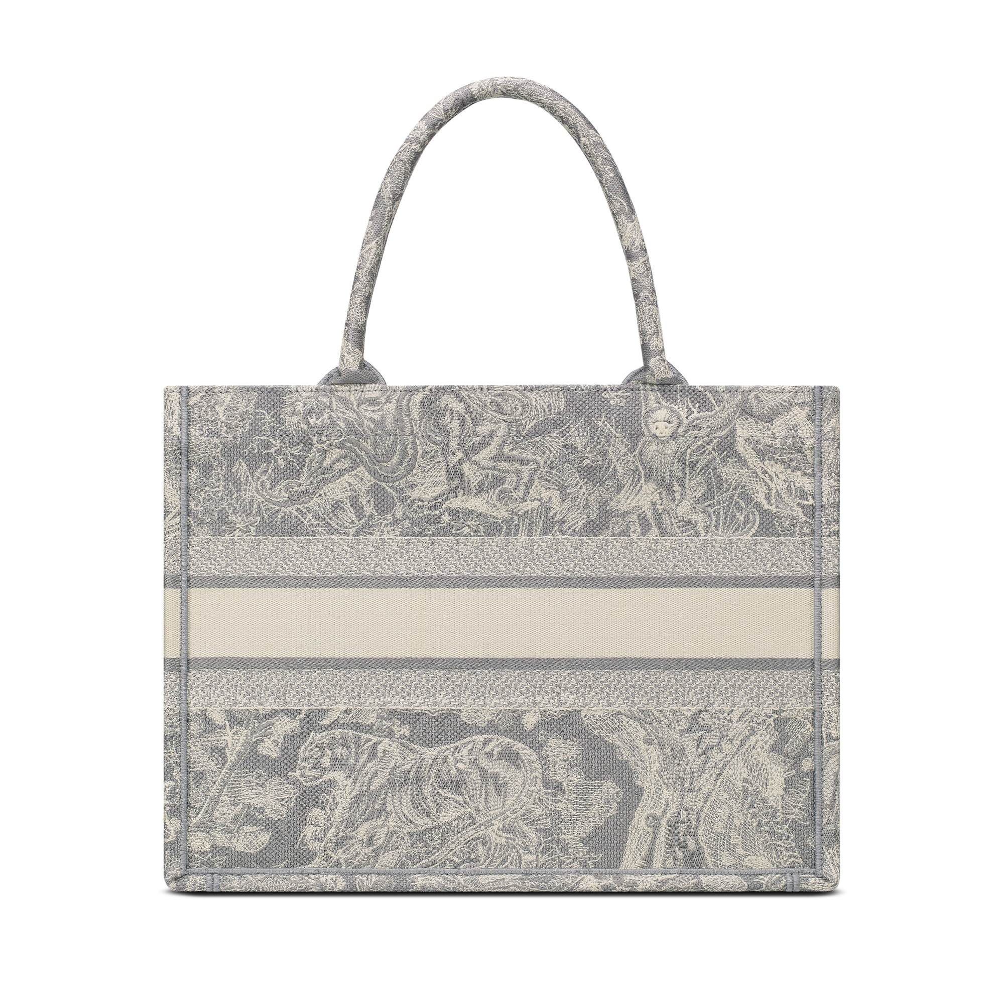Dior Book Tote 미디엄 백 그레이 & 에크루 Toile de Jouy Reverse 자수 (36 x 27.5 x 16.5cm) E08