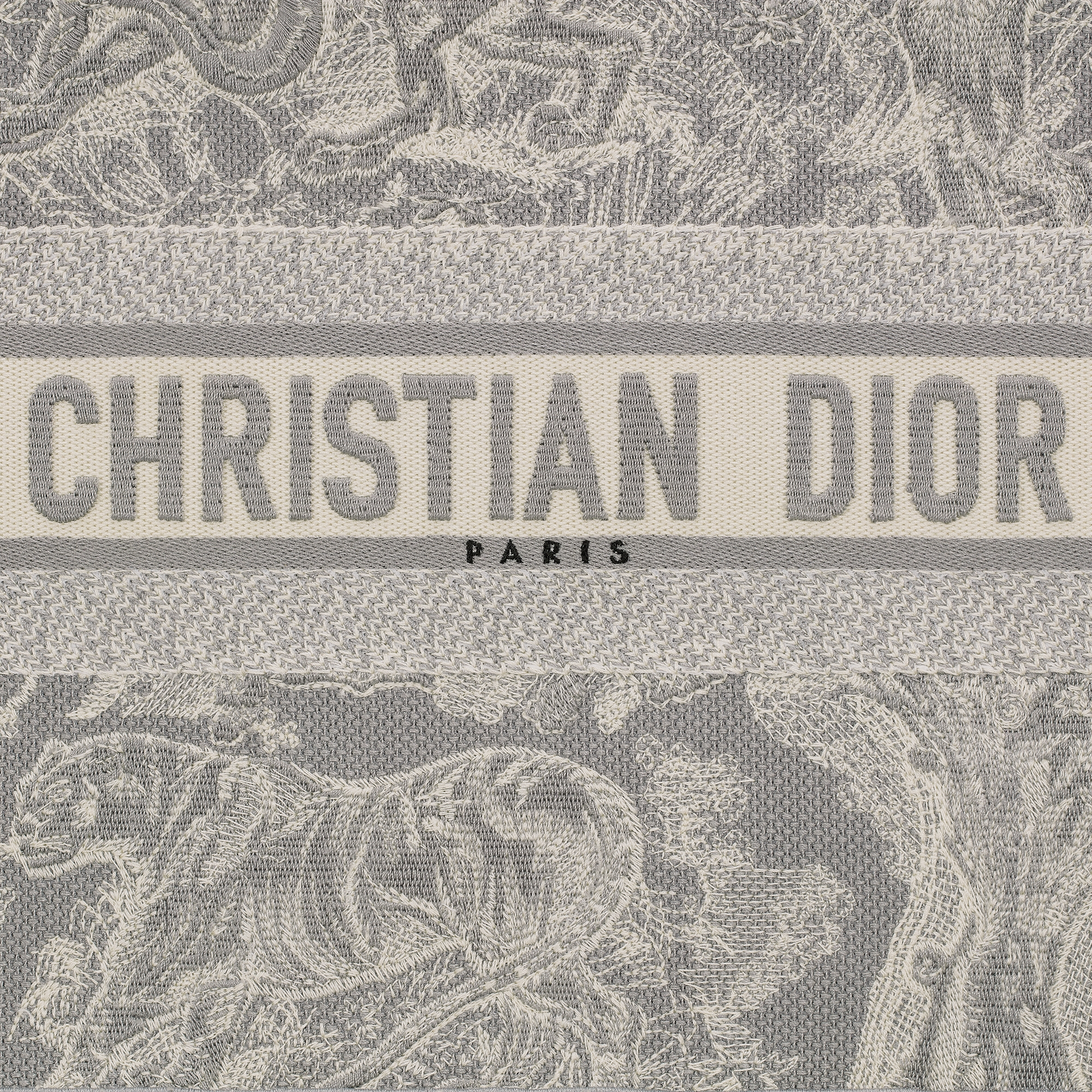 Medium Dior Book Tote Gray and Ecru Toile de Jouy Reverse Embroidery (36 x 27.5 x 16.5 cm) E09