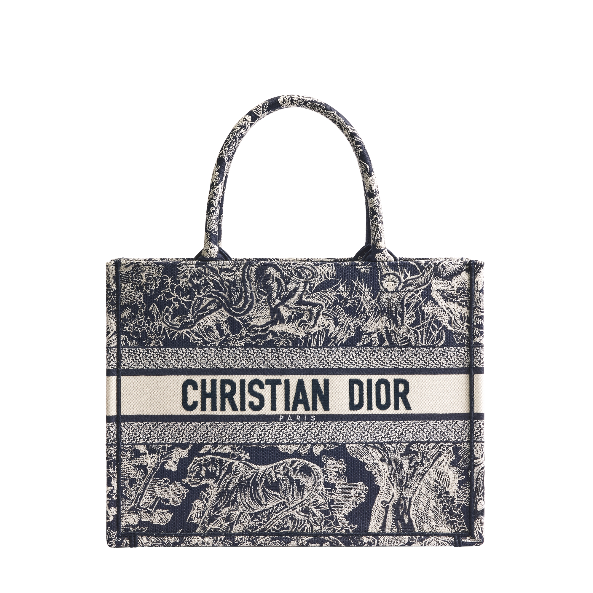 Medium Dior Book Tote Blue and Ecru Toile de Jouy Reverse Embroidery (36 x 27.5 x 16.5 cm) E01