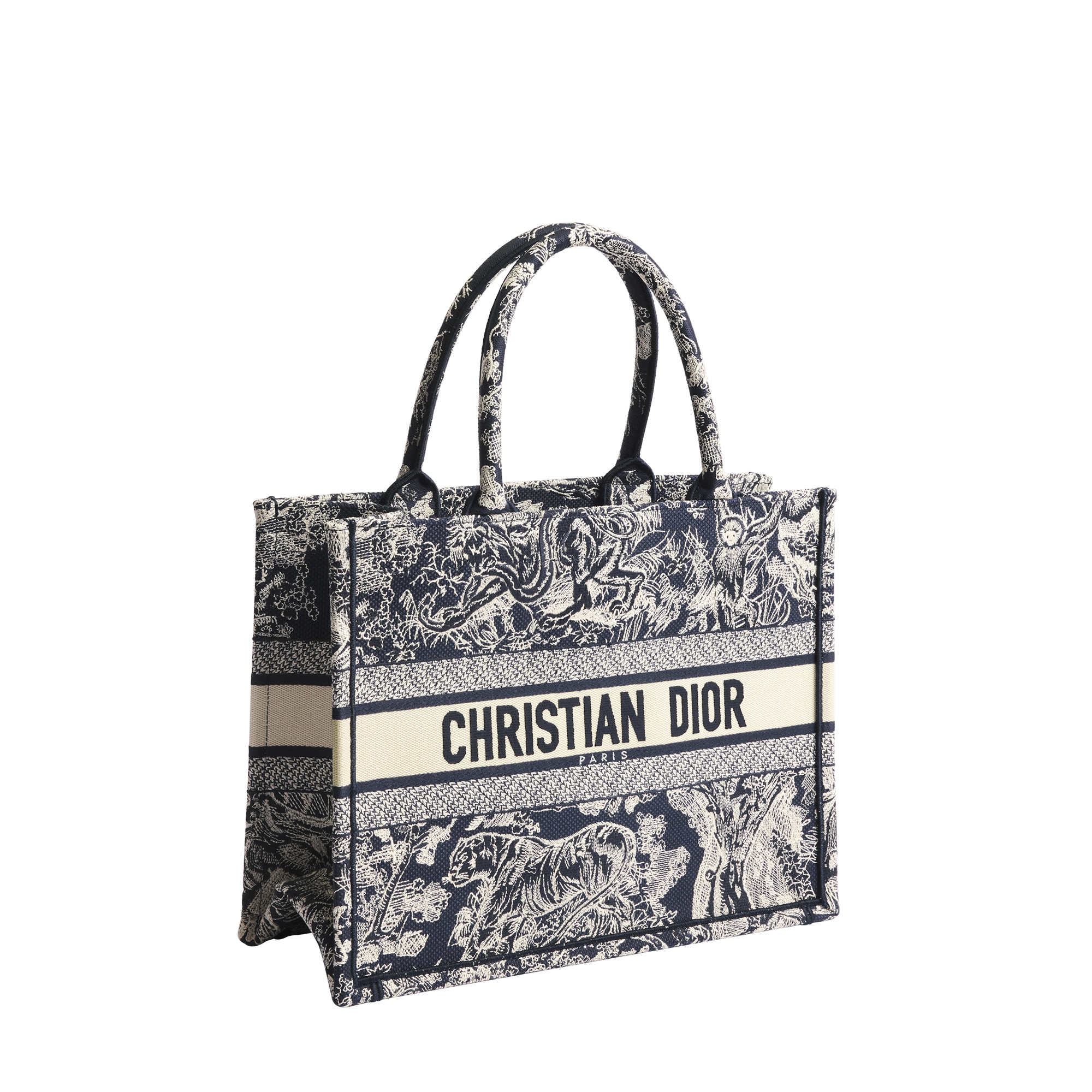 Medium Dior Book Tote Blue and Ecru Toile de Jouy Reverse Embroidery (36 x 27.5 x 16.5 cm) E03