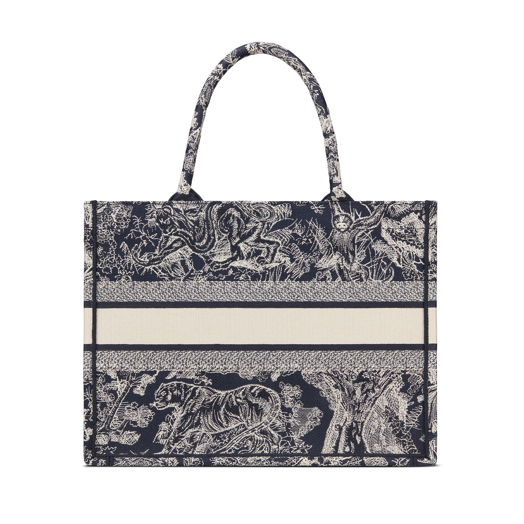 Sac Dior Book Tote Medium Broderie Toile de Jouy Reverse bleue et écrue (36 x 27,5 x 16,5 cm) E08