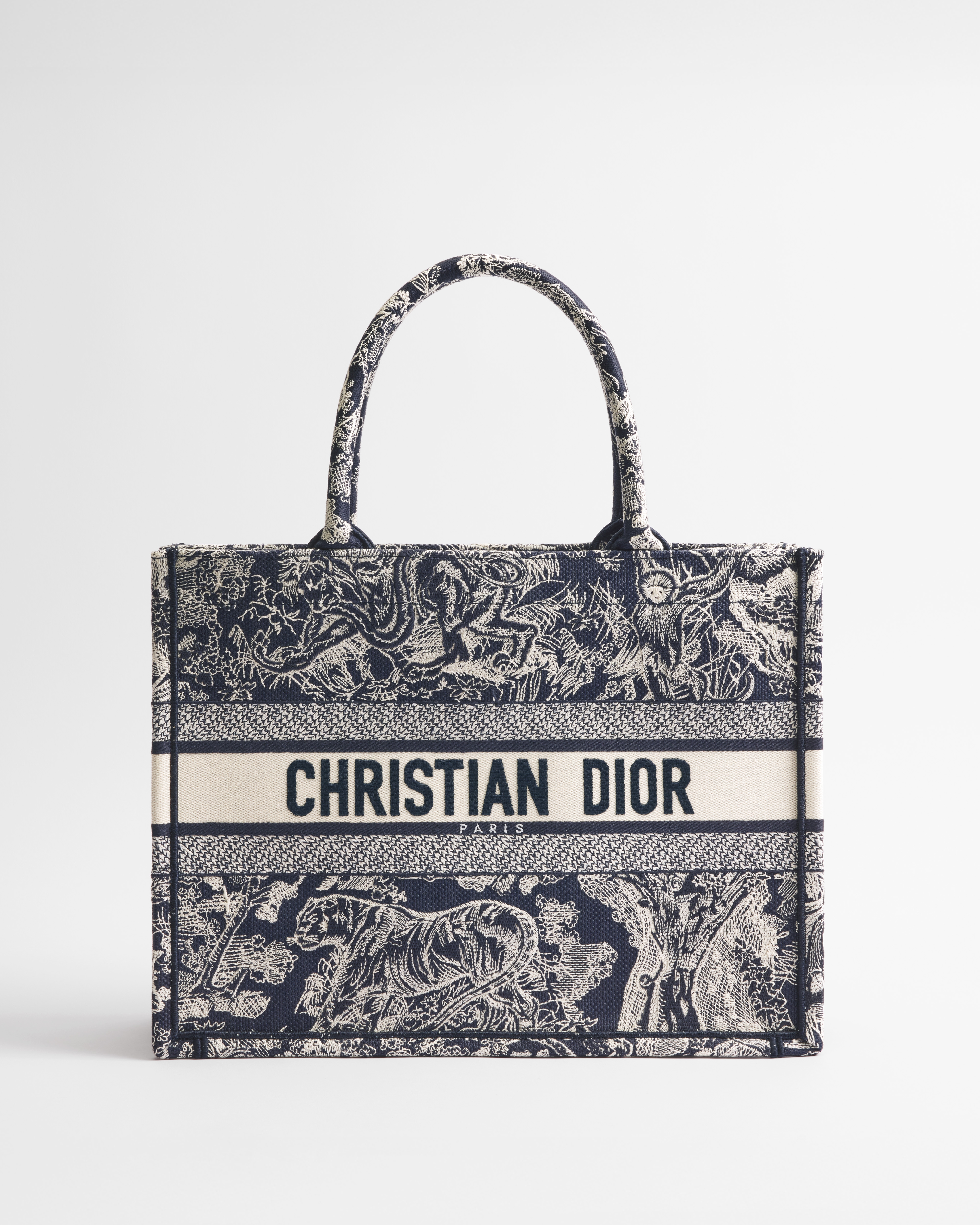 中碼 Dior Book Tote 藍色和米白色 Toile de Jouy Reverse 刺繡（36 x 27.5 x 16.5 厘米） E01