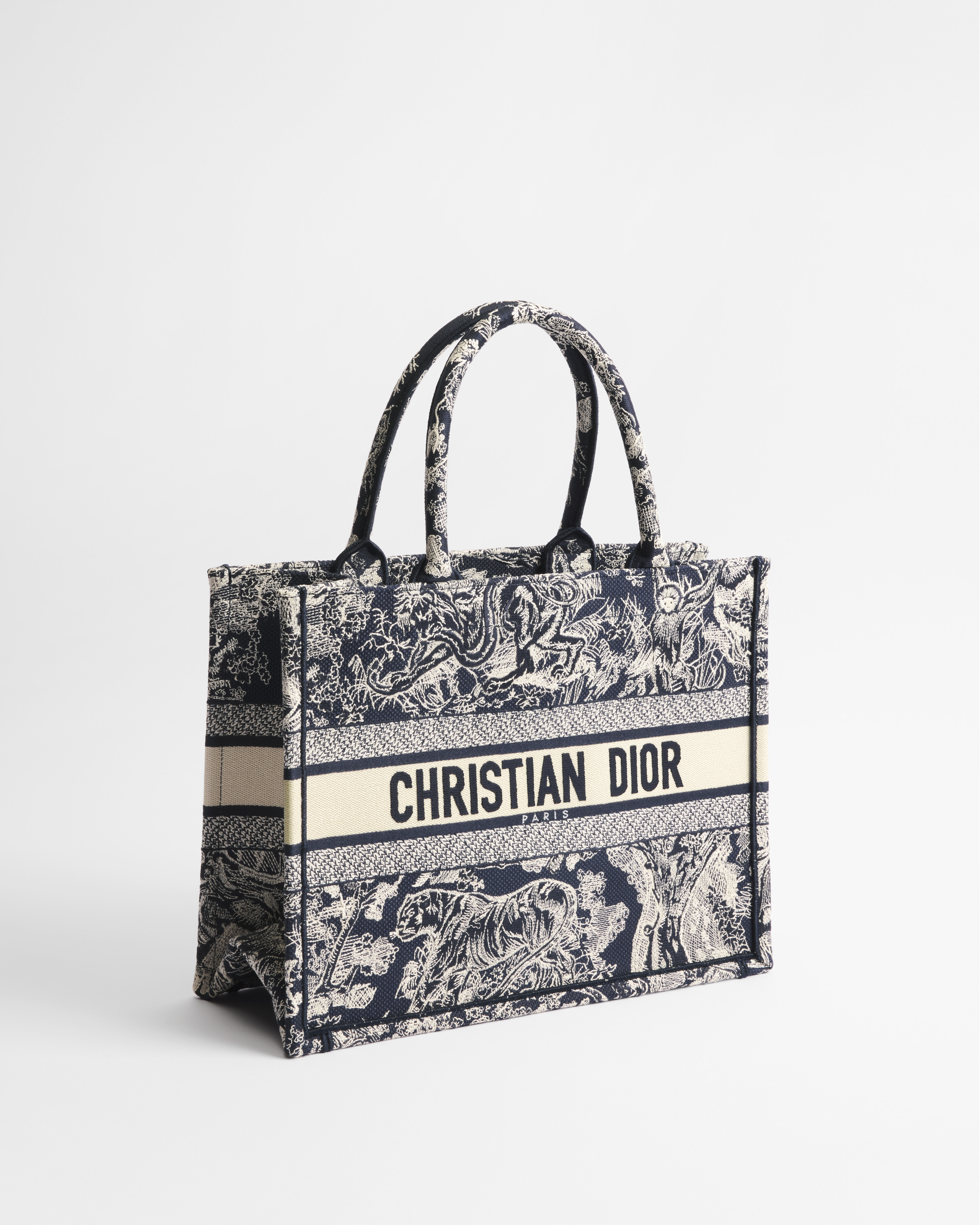 中碼 Dior Book Tote 藍色和米白色 Toile de Jouy Reverse 刺繡（36 x 27.5 x 16.5 厘米） E03