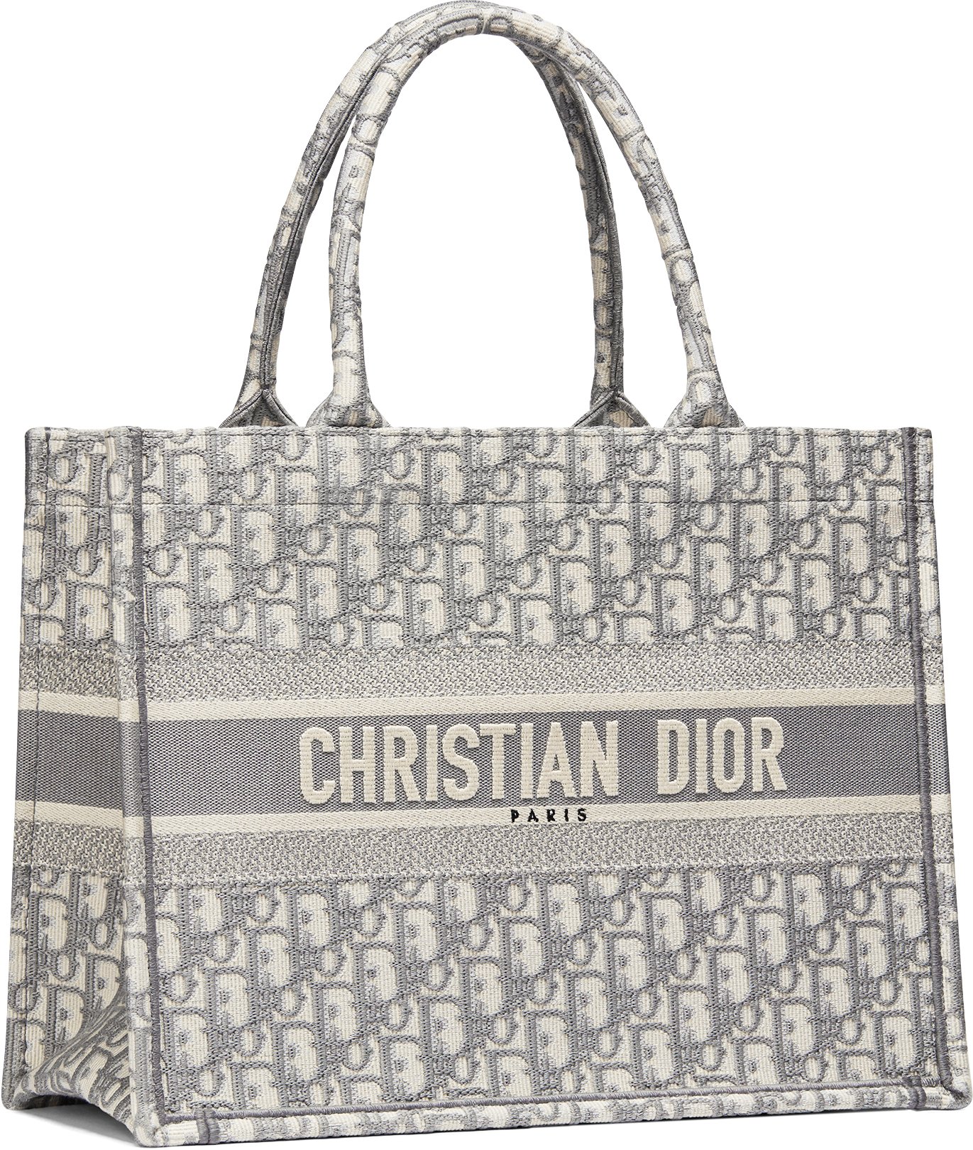 DIOR Medium Dior Book Tote Ecru And Gray Dior Oblique Embroidery 36 X 27.5 X 16.5 Cm Women
