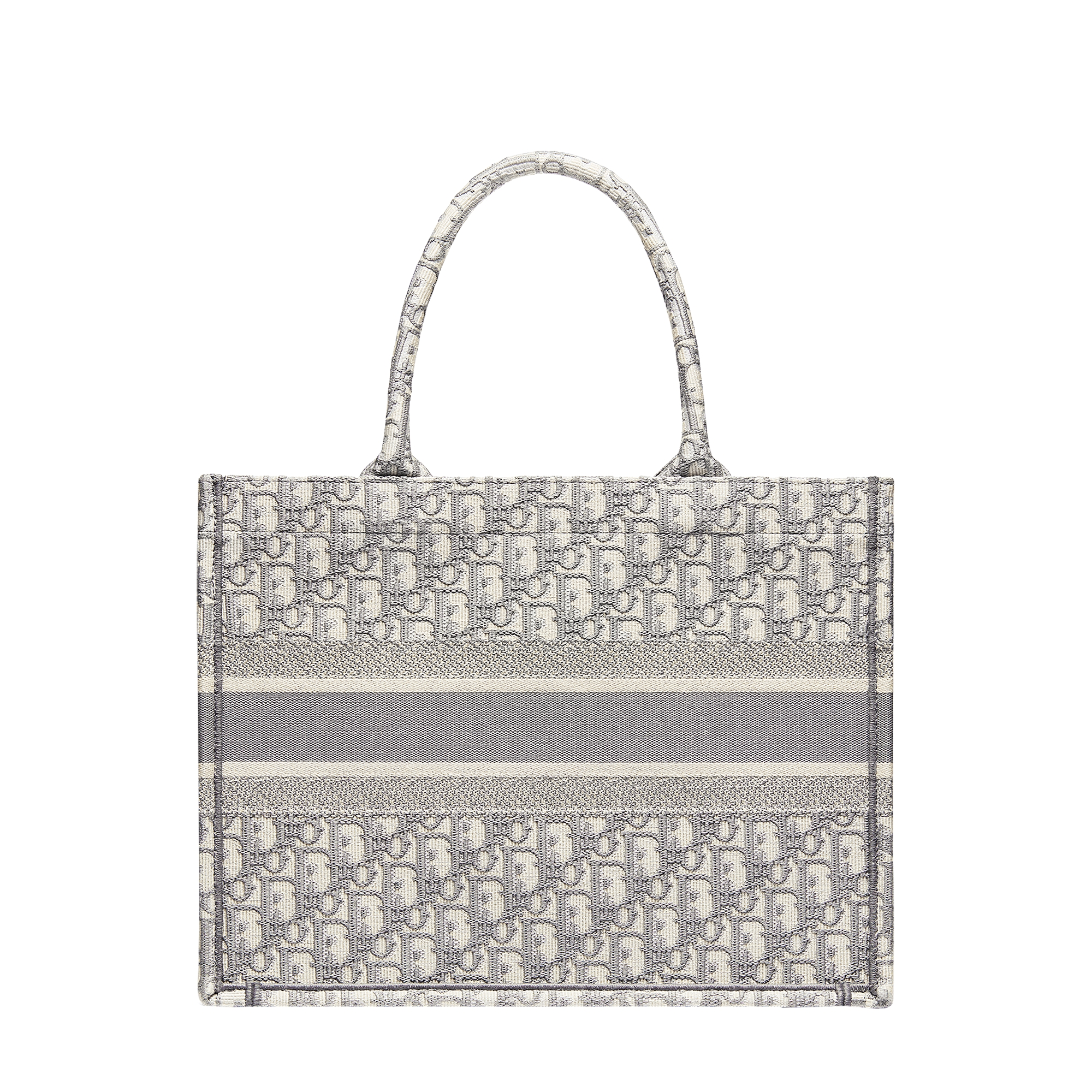 Medium Dior Book Tote Ecru and Gray Dior Oblique Embroidery (36 x 27.5 x 16.5 cm) E08
