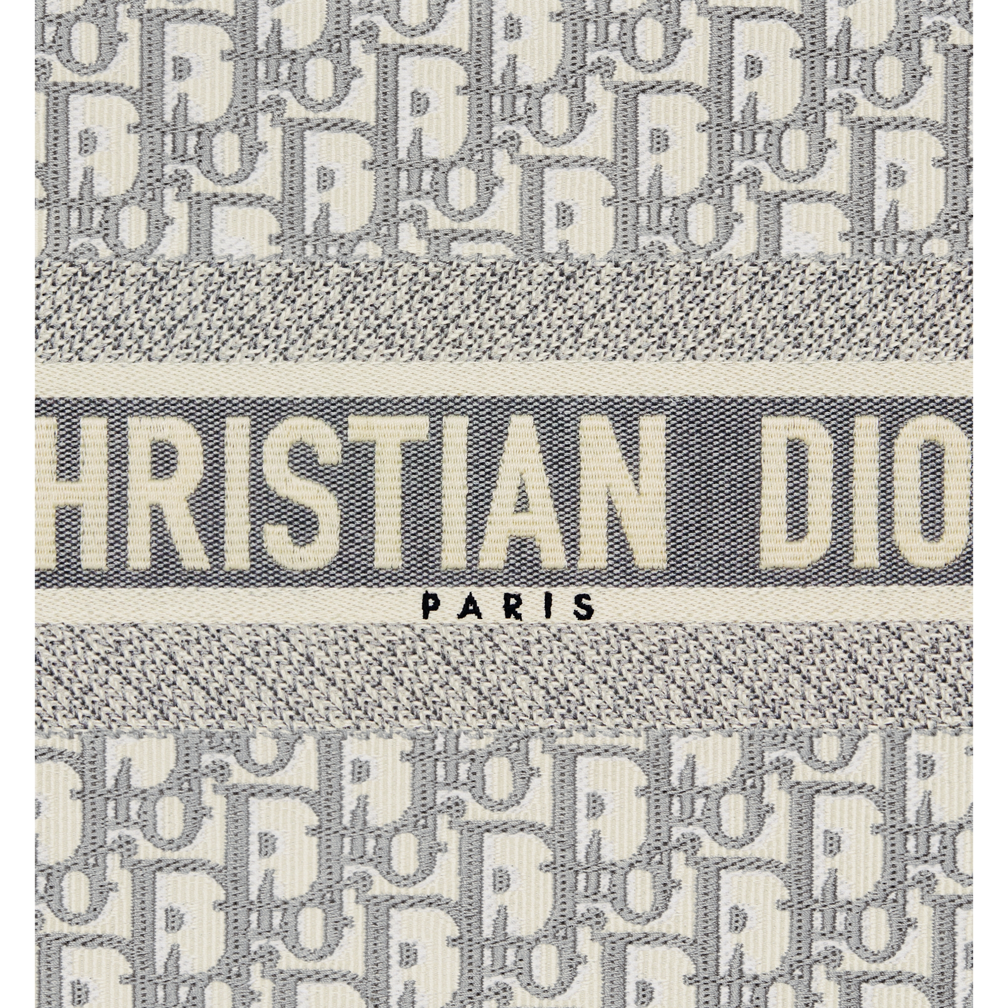 Medium Dior Book Tote Ecru and Gray Dior Oblique Embroidery (36 x 27.5 x 16.5 cm) E09