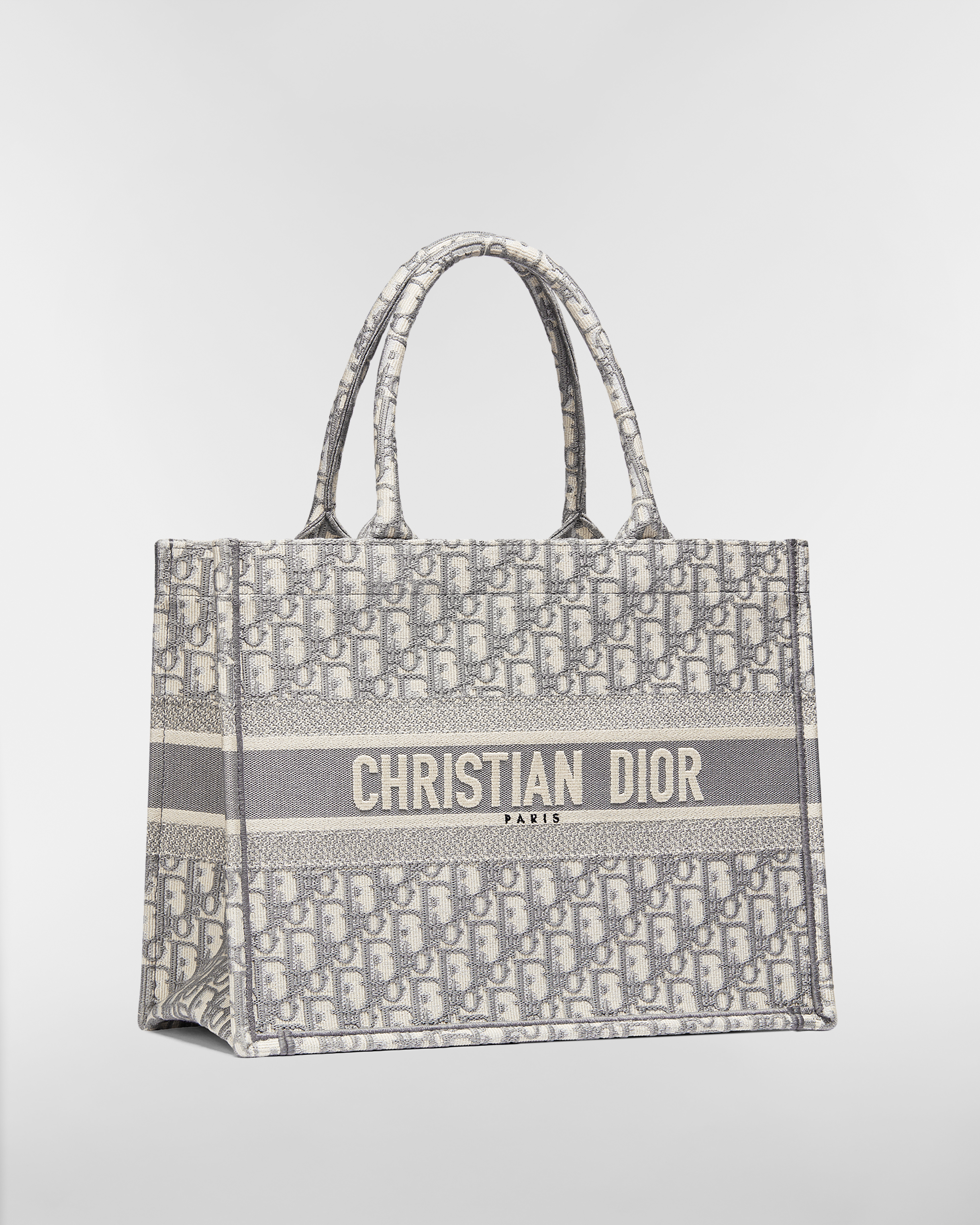 中碼 Dior Book Tote 米白色和灰色 Dior Oblique 刺繡（36 x 27.5 x 16.5 厘米） E03