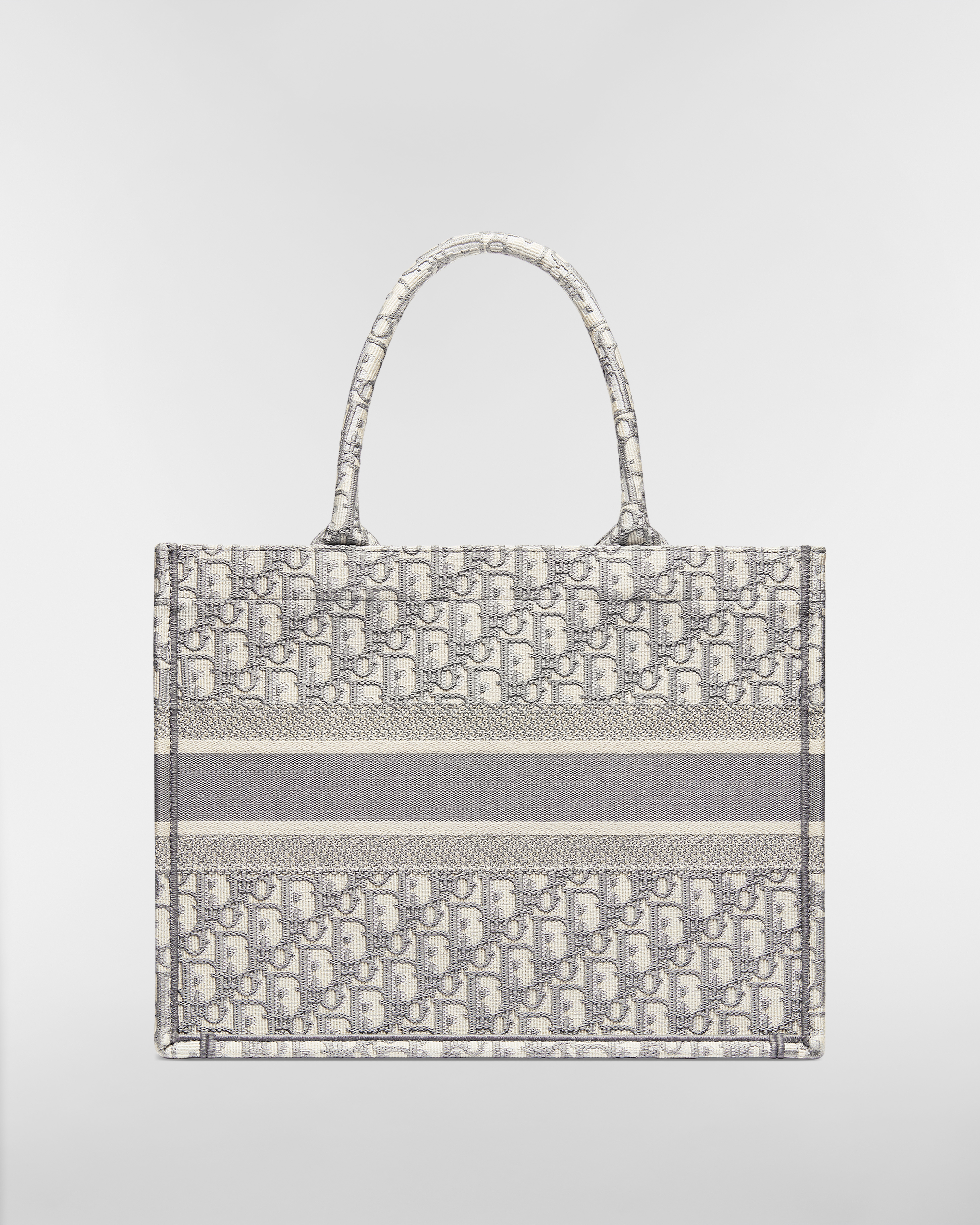 中碼 Dior Book Tote 米白色和灰色 Dior Oblique 刺繡（36 x 27.5 x 16.5 厘米） E08