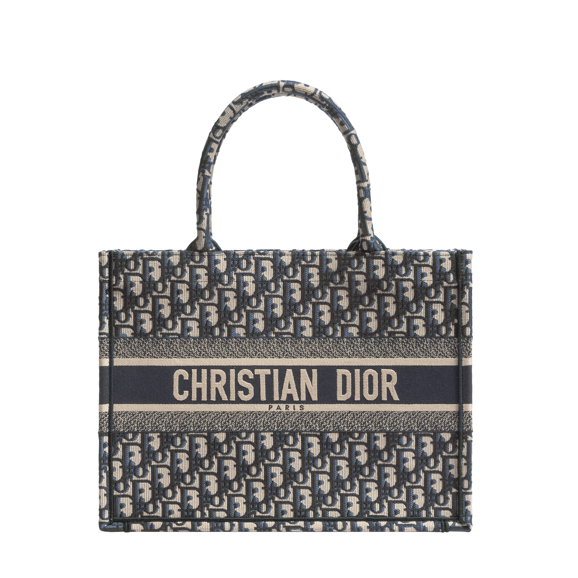  Ecru and Blue Dior Oblique Embroidery (36 x 27.5 x 16.5 cm)