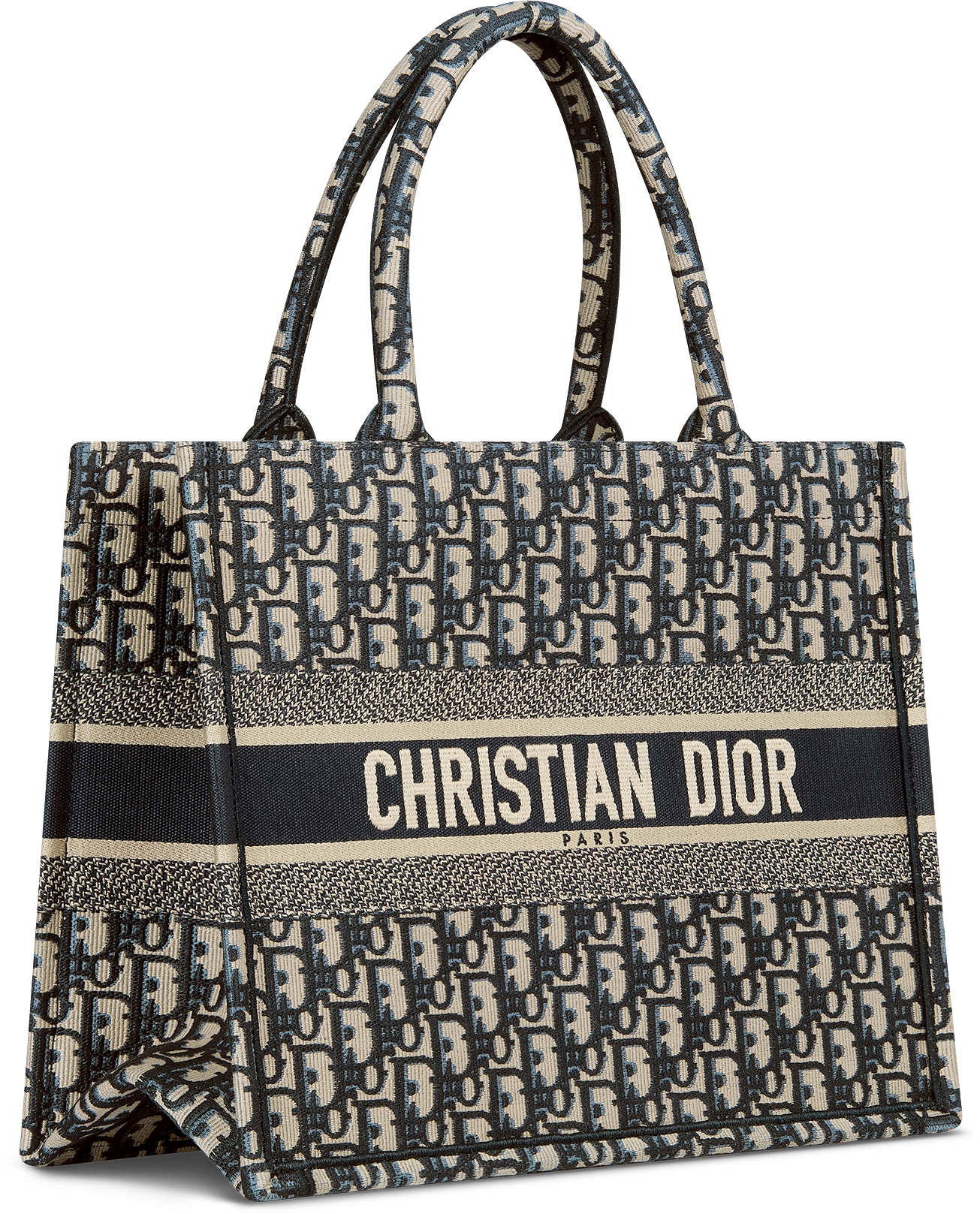 Medium Dior Book Tote Ecru and Blue Dior Oblique Embroidery 36 x 27.5 x 16.5 cm DIOR