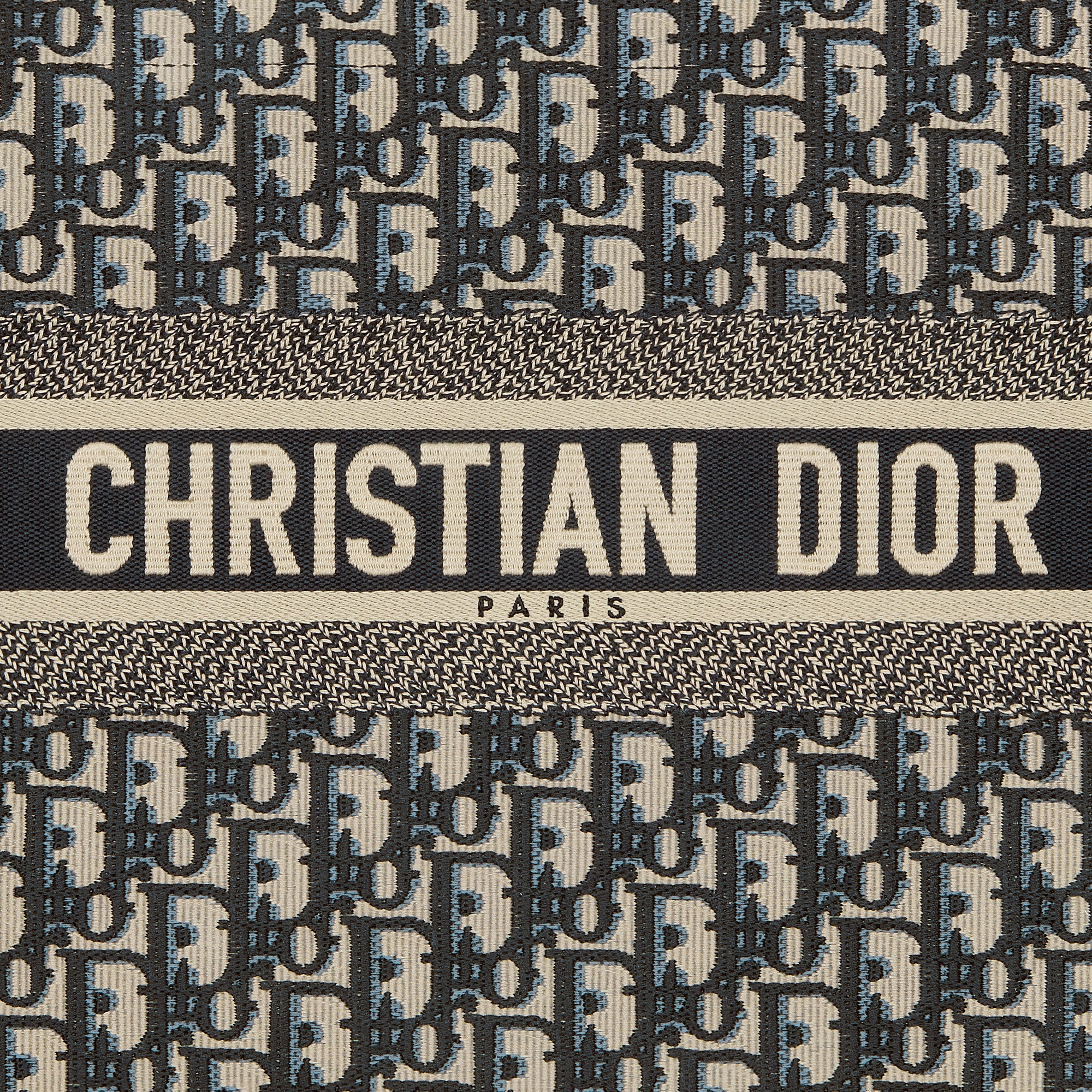 Medium Dior Book Tote Ecru and Blue Dior Oblique Embroidery (36 x 27.5 x 16.5 cm) E09