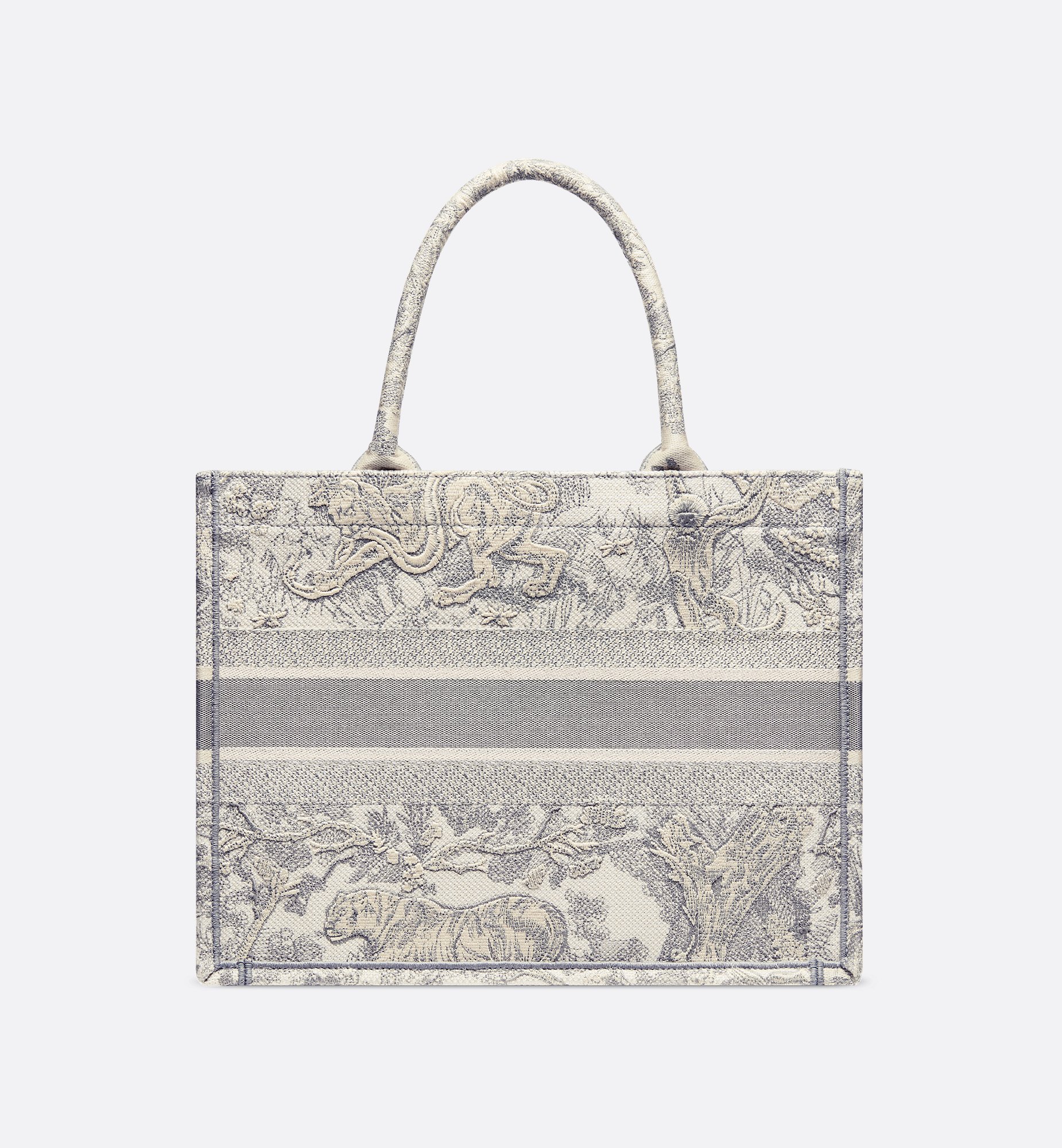 Medium Dior Book Tote Ecru and Gray Toile de Jouy Embroidery Medium Dior Book Tote Ecru and Gray Toile de Jouy Embroidery