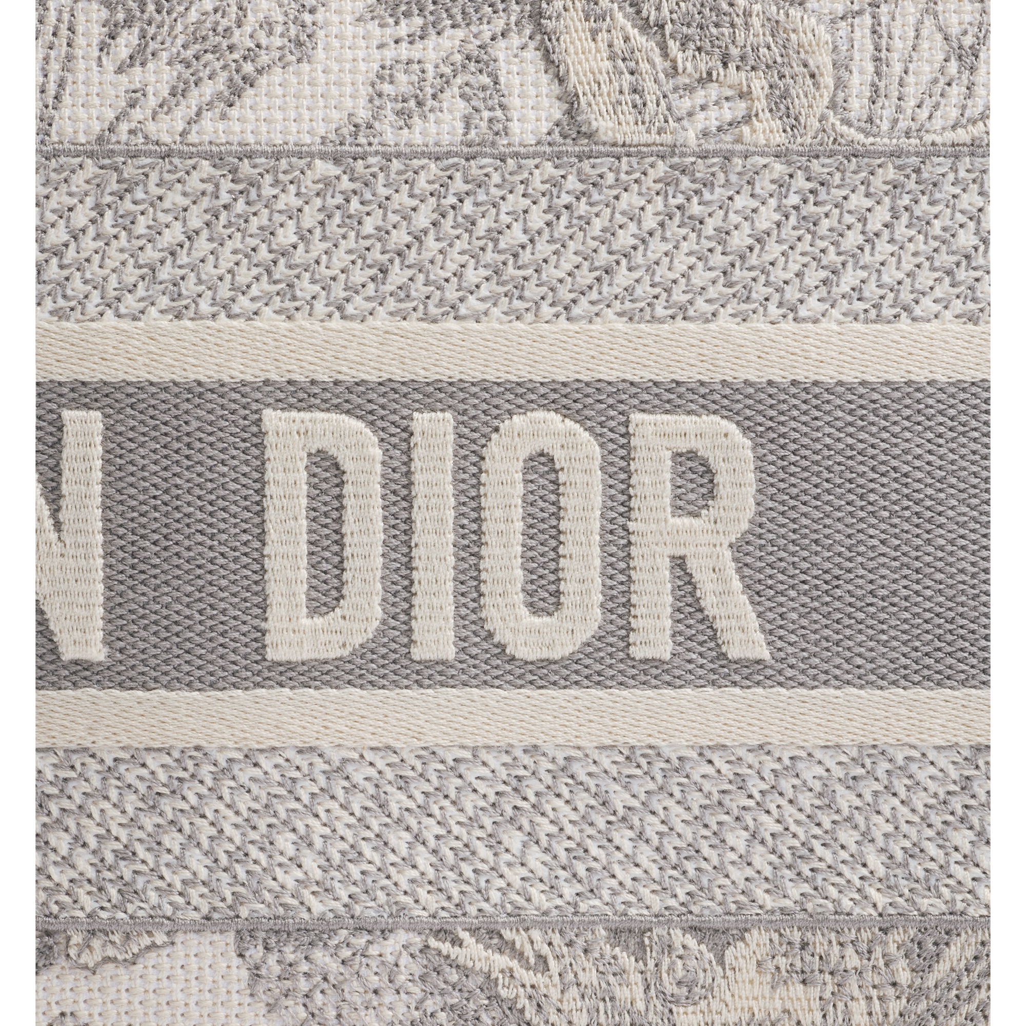 Medium Dior Book Tote Ecru and Gray Toile de Jouy Embroidery (36 x 27.5 x 16.5 cm) E09