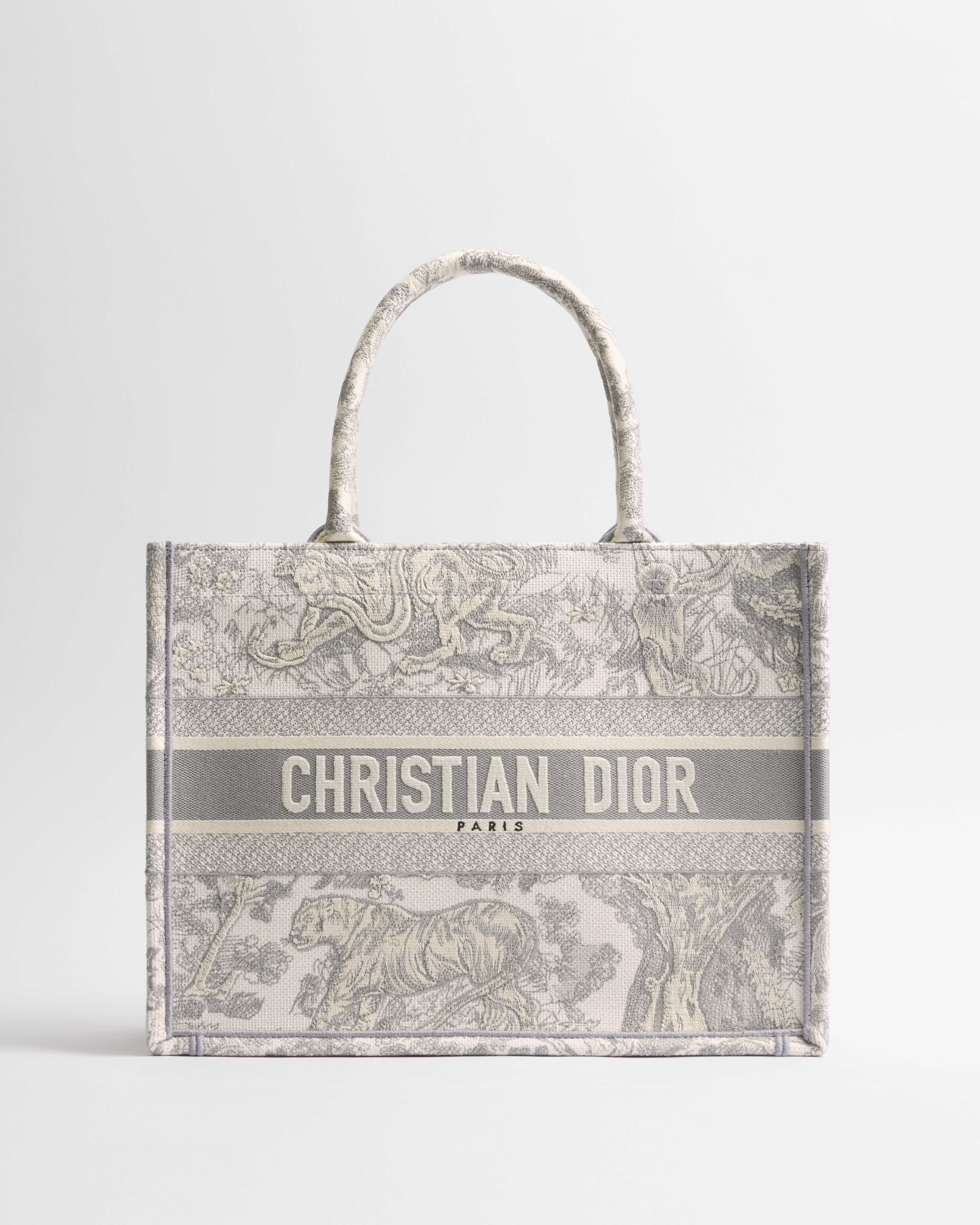 中碼 Dior Book Tote 米白色和灰色 Toile de Jouy 刺繡（36 x 27.5 x 16.5 厘米） E01