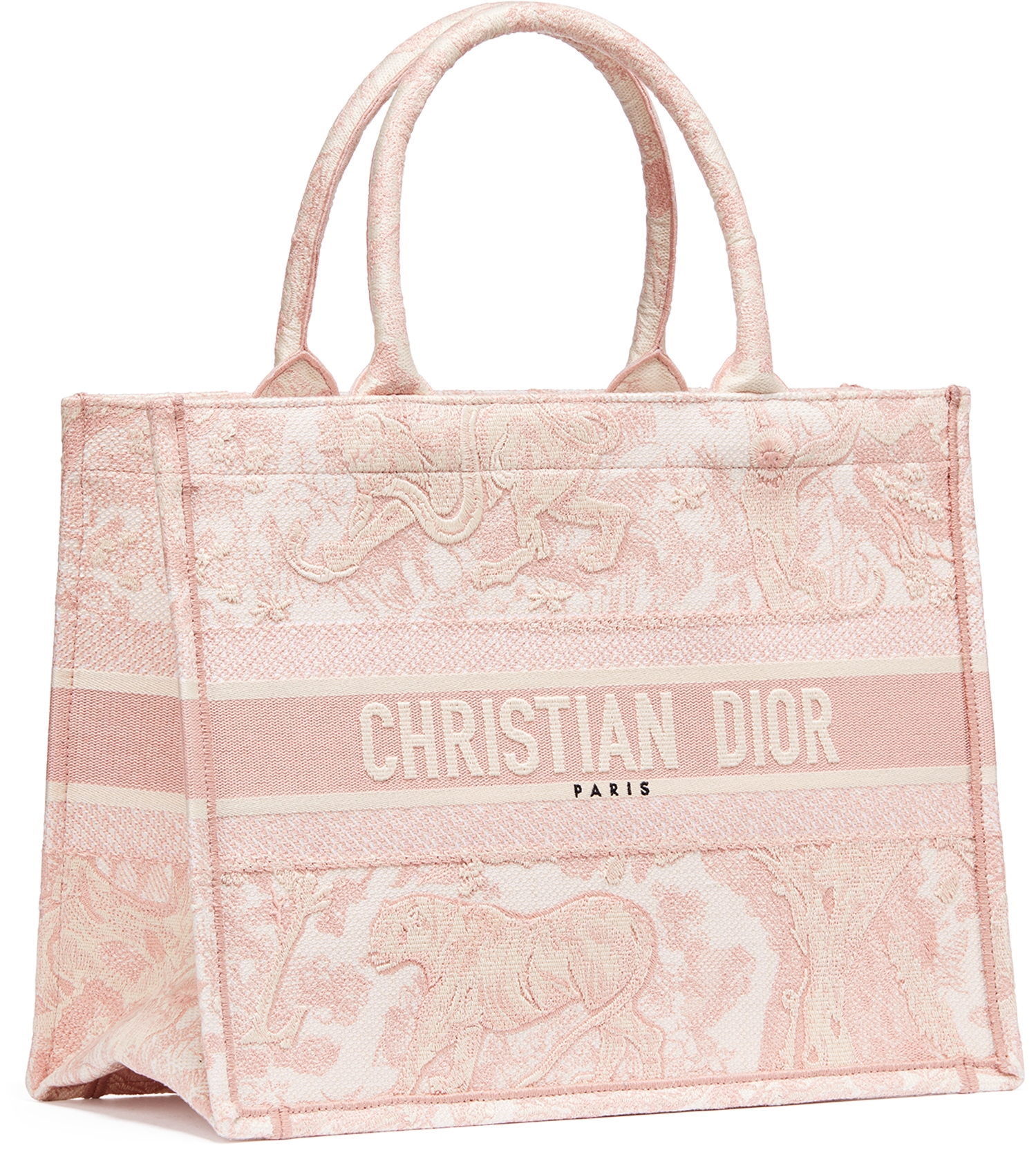 Medium Dior Book Tote Ecru and Pink Toile de Jouy Embroidery 36 x 27.5 x 16.5 cm DIOR