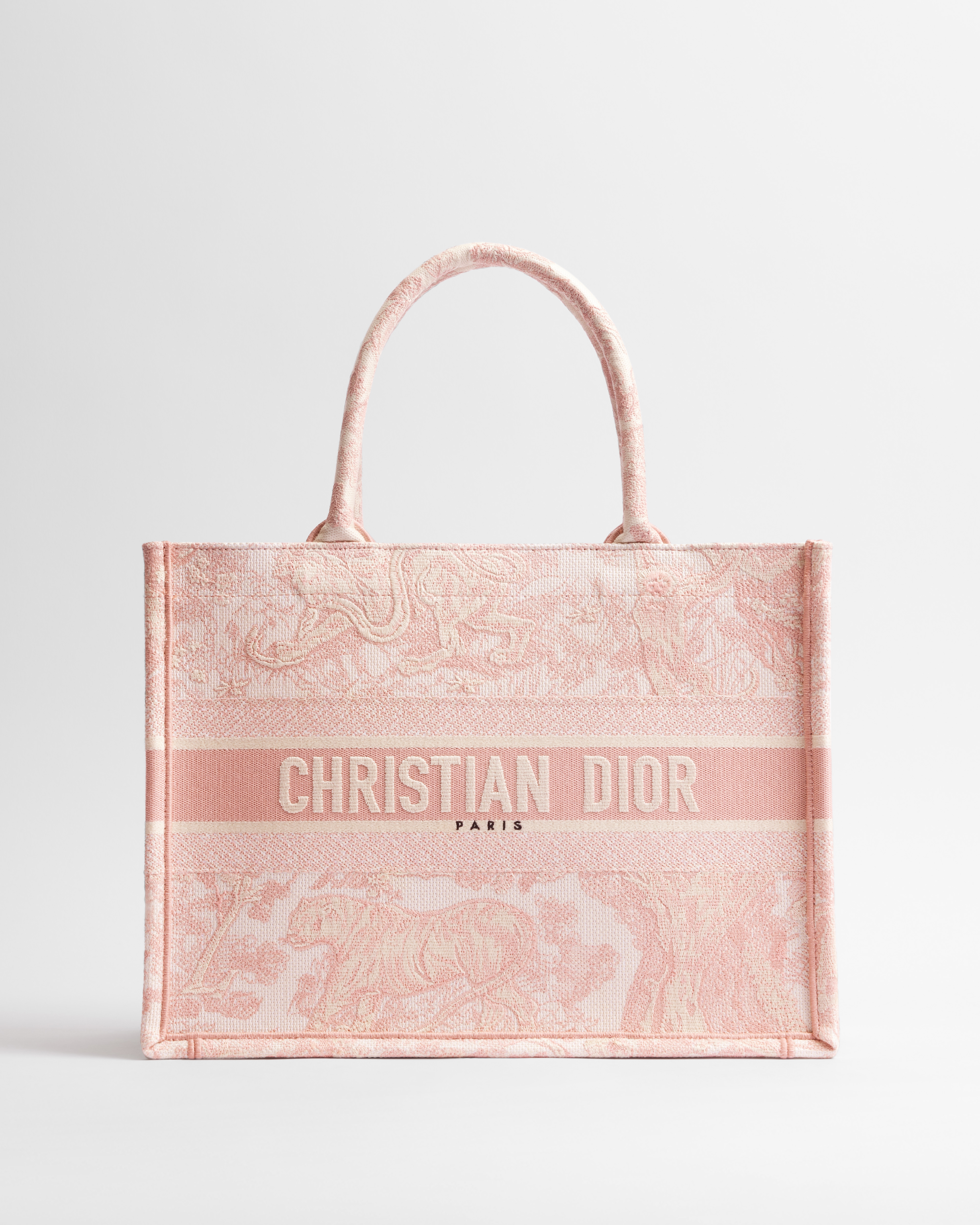 中碼 Dior Book Tote 米白色和粉紅色 Toile de Jouy 刺繡（36 x 27.5 x 16.5 厘米） E01