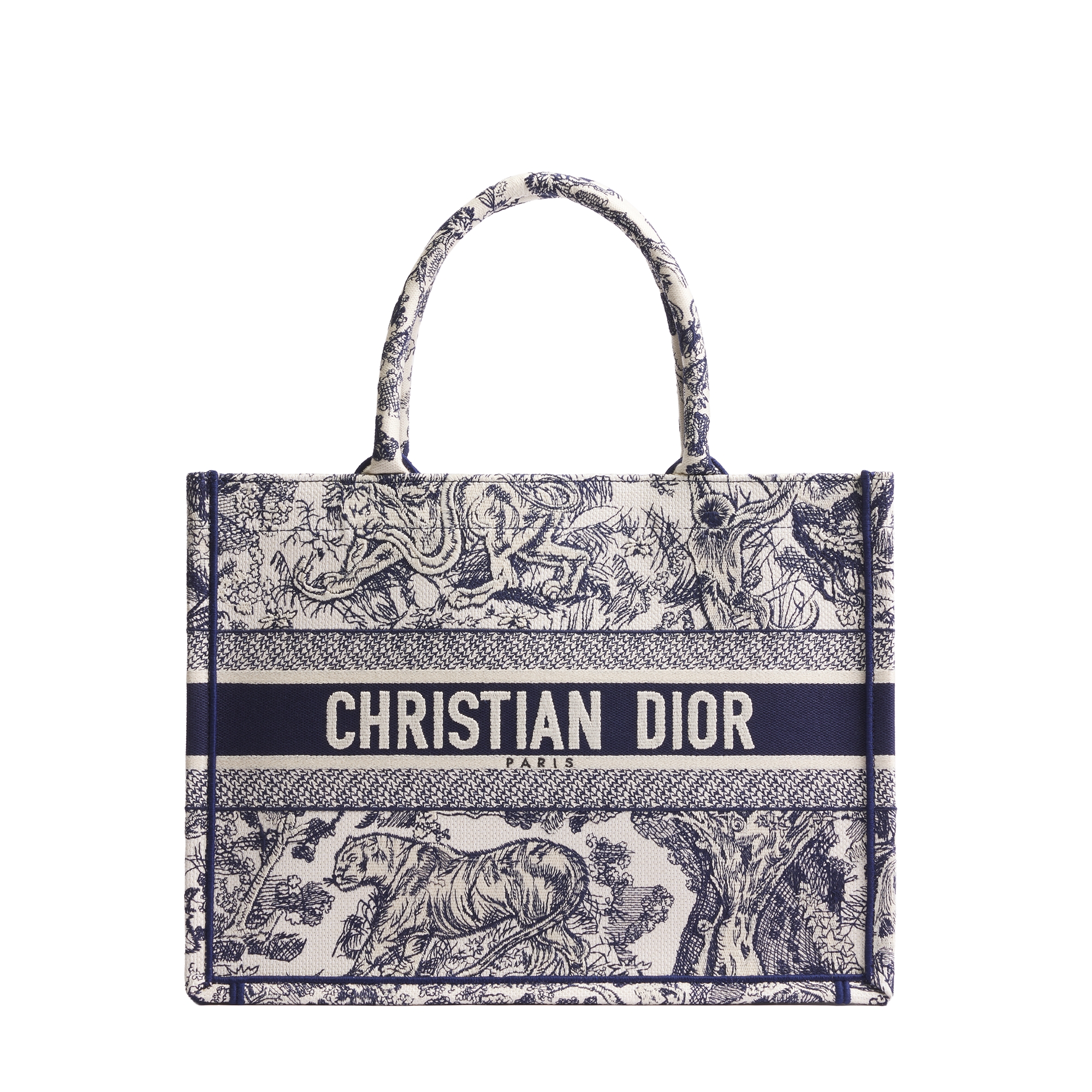  Ecru and Blue Toile de Jouy Embroidery (36 x 27.5 x 16.5 cm)