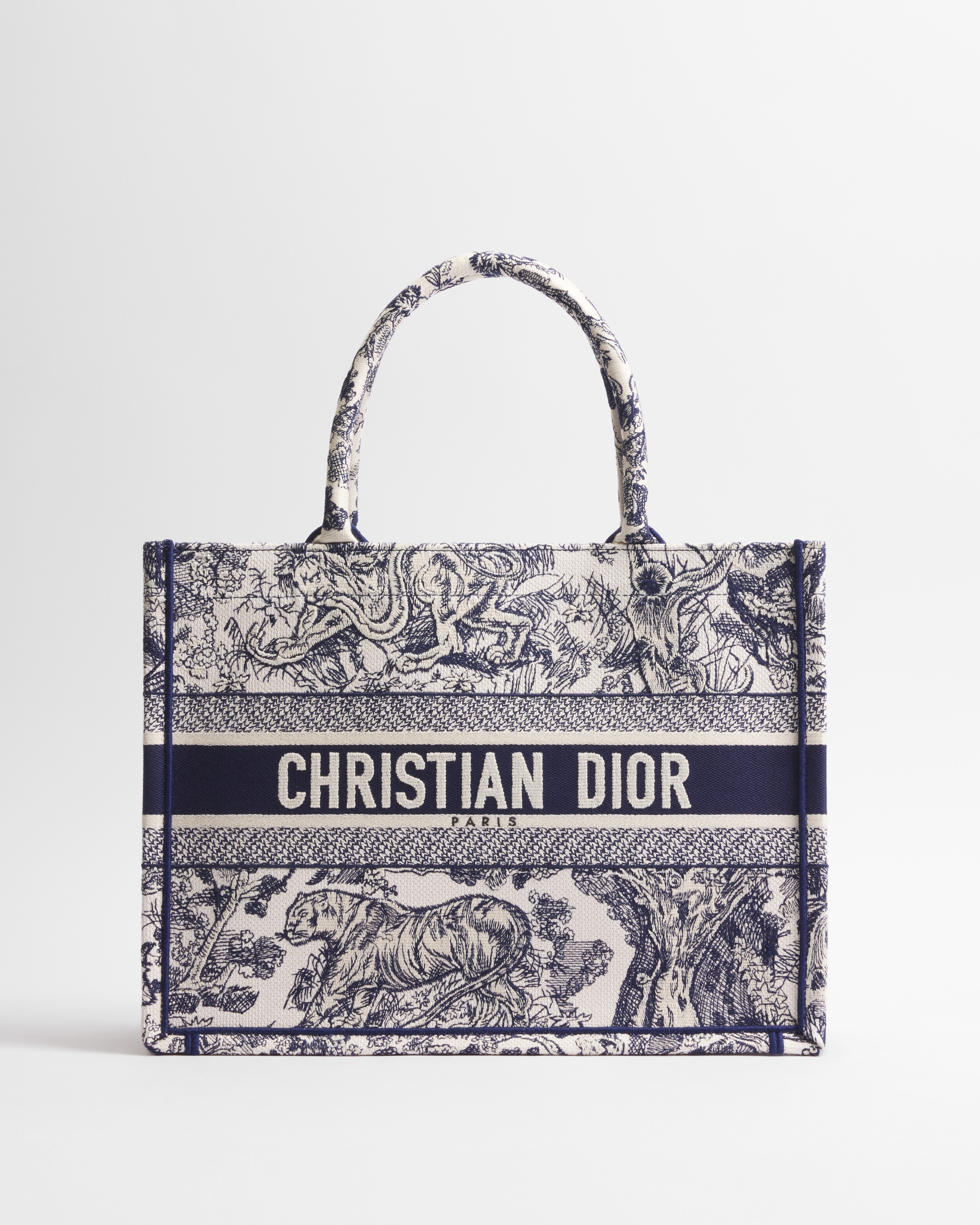 中碼 Dior Book Tote 米白色和藍色 Toile de Jouy 刺繡（36 x 27.5 x 16.5 厘米） E01