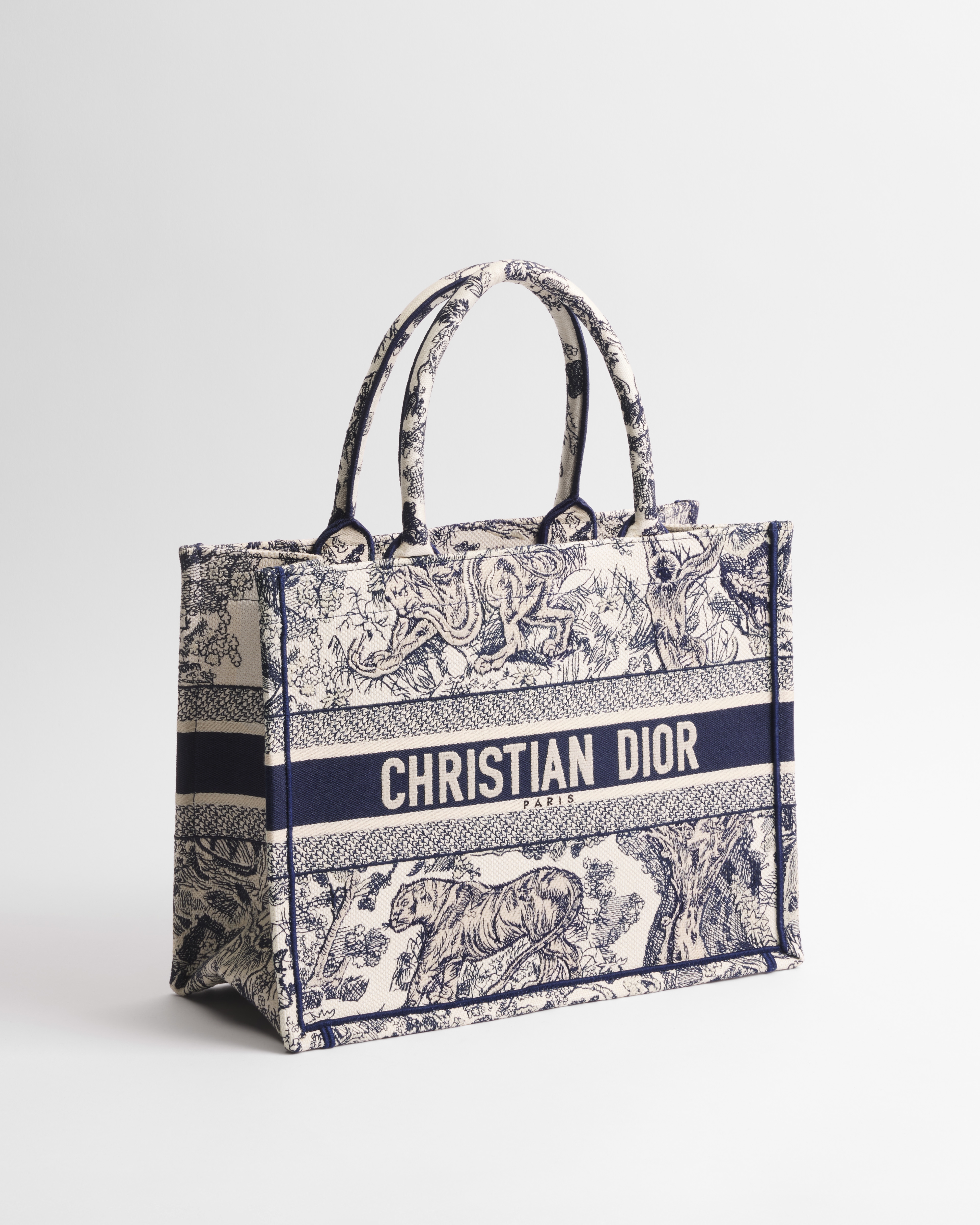 中碼 Dior Book Tote 米白色和藍色 Toile de Jouy 刺繡（36 x 27.5 x 16.5 厘米） E03