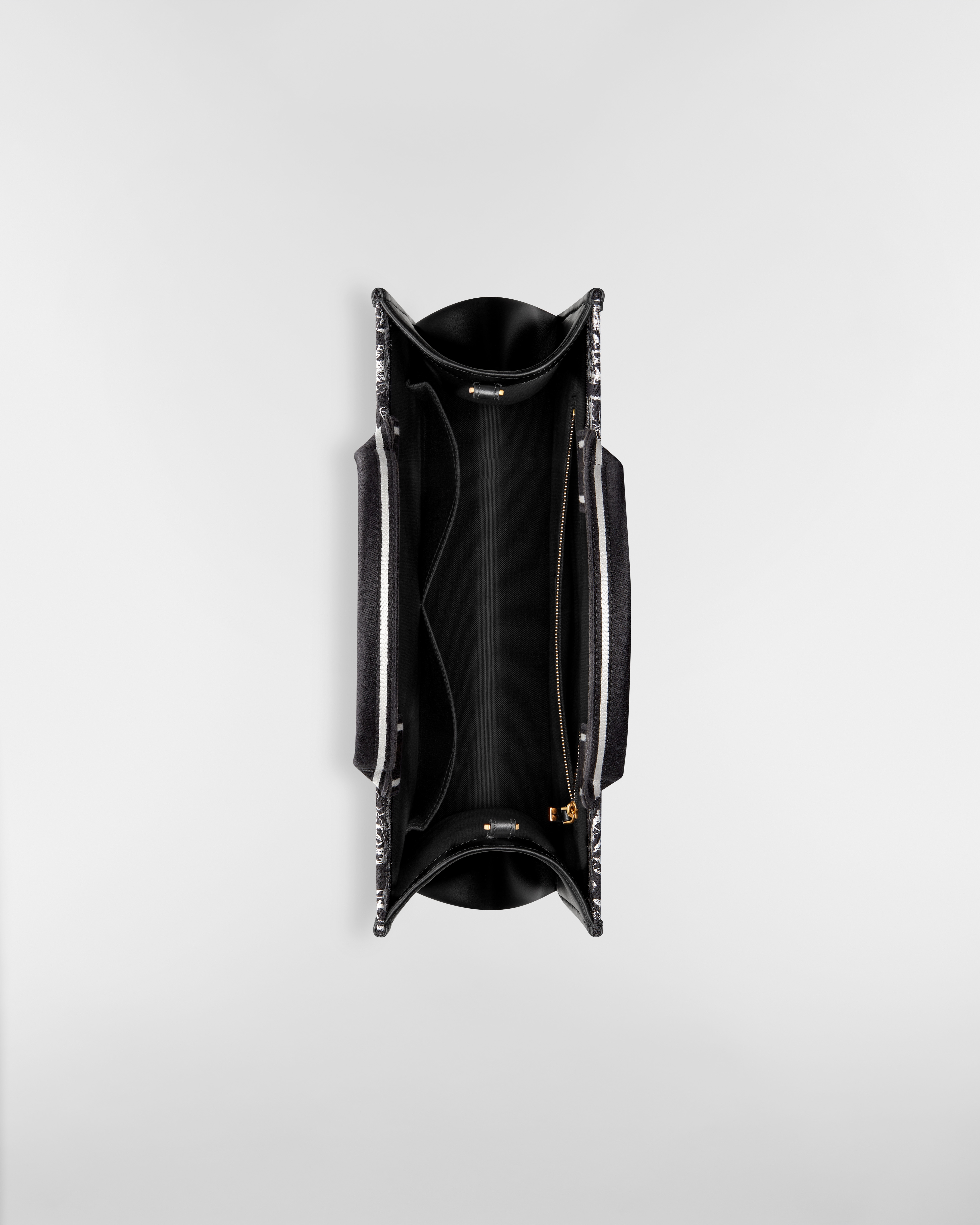 Medium Dior Book Tote Black and White Plan de Paris Embroidery with Black Calfskin (36.5 x 28 x 16.5 cm) E06