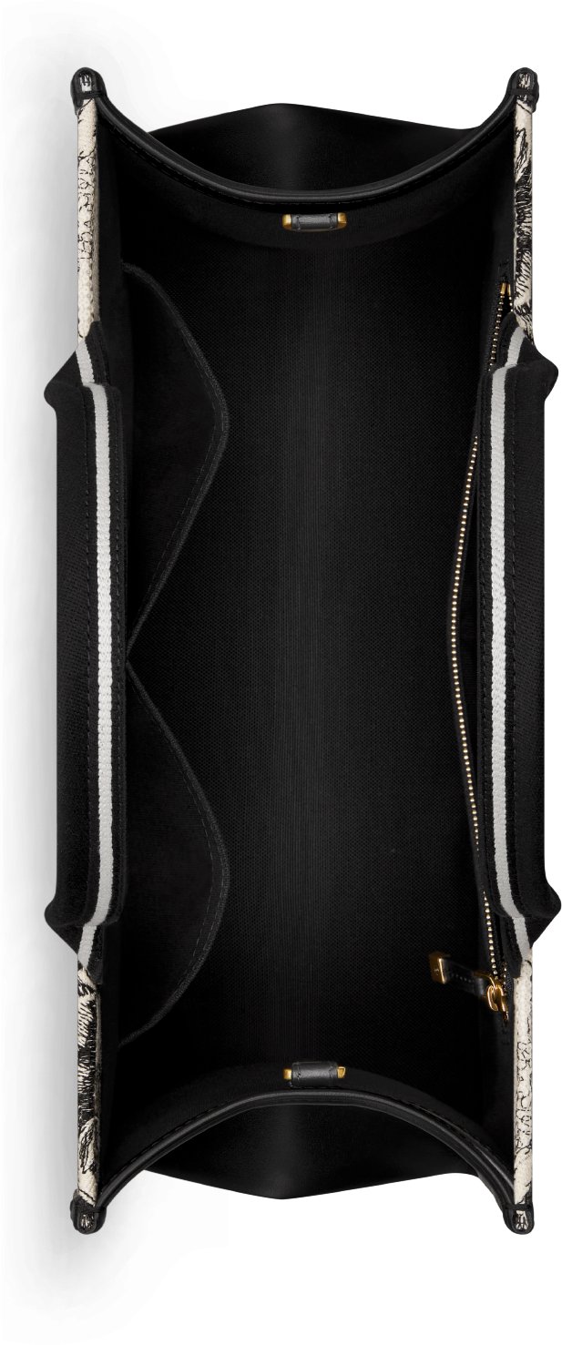 Medium Dior Book Tote Latte and Black Dior Zodiac Embroidery with Black Calfskin 36.5 x 28 x 16.5 cm DIOR