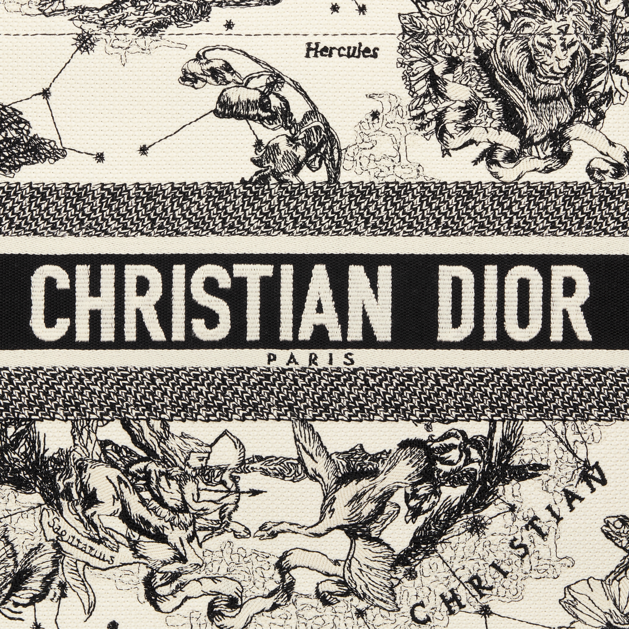 Dior Book Tote 미디엄 백 라떼 & 블랙 Dior Zodiac 자수, 블랙 송아지 가죽 (36.5 x 28 x 16.5cm) E09