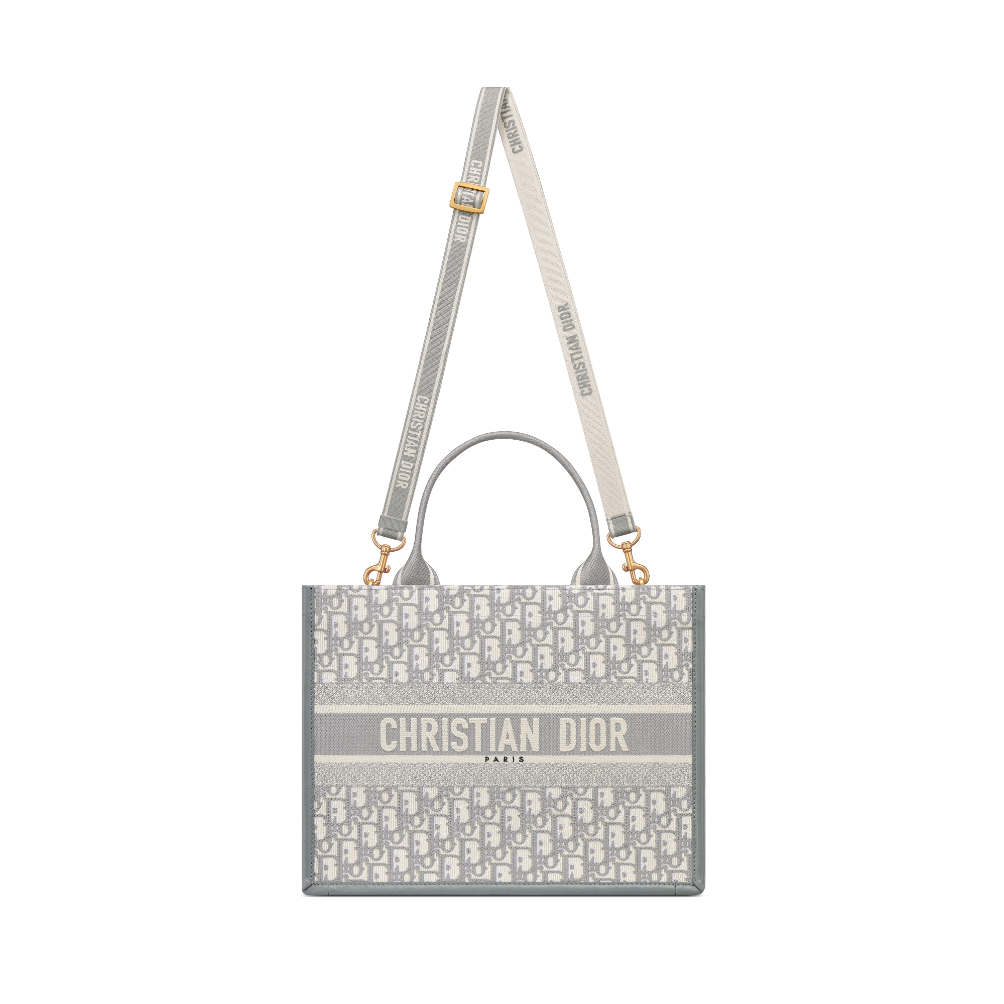 中碼 Dior Book Tote 灰色 Dior Oblique 刺繡和小牛皮（36.5 x 28 x 16.5 厘米） E07