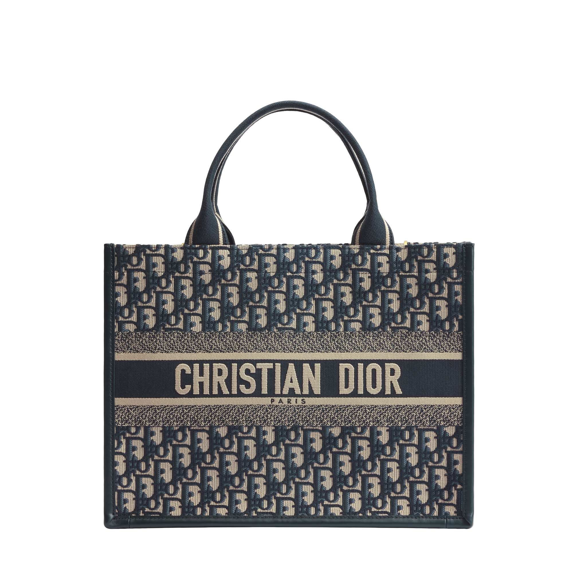  Blue Dior Oblique Embroidery and Calfskin (36.5 x 28 x 16.5 cm)