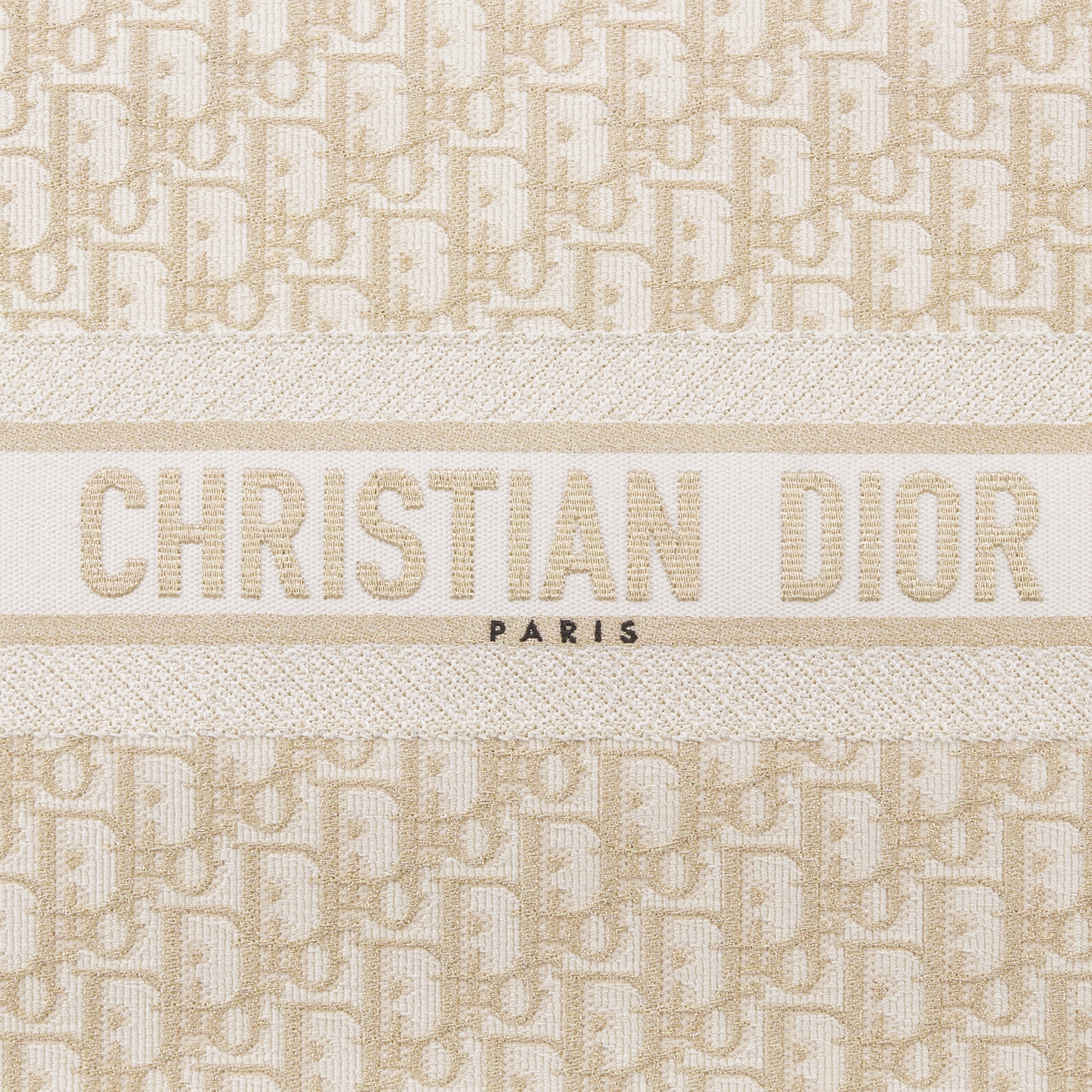 Medium Dior Book Tote Dior Oblique Embroidery with Gold-Tone Metallic Thread and Latte Calfskin (36.5 x 28 x 16.5 cm) E09