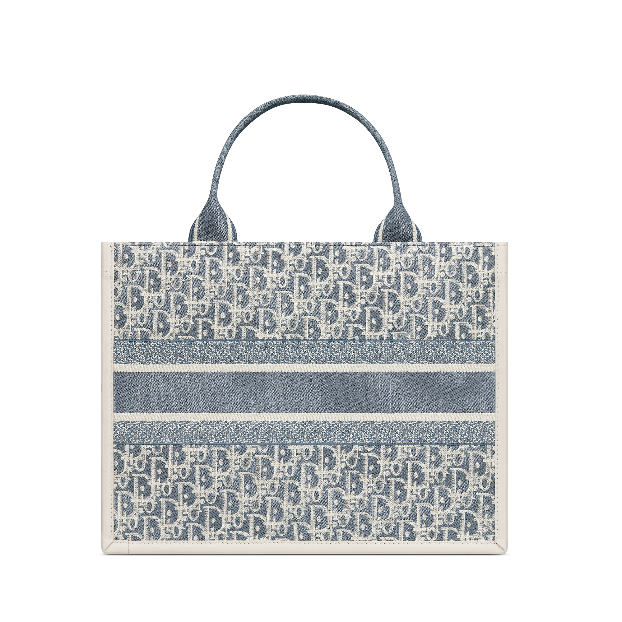 Medium Dior Book Tote Blue Dior Oblique Chambray Embroidery and Latte Calfskin (36.5 x 28 x 16.5 cm) E08