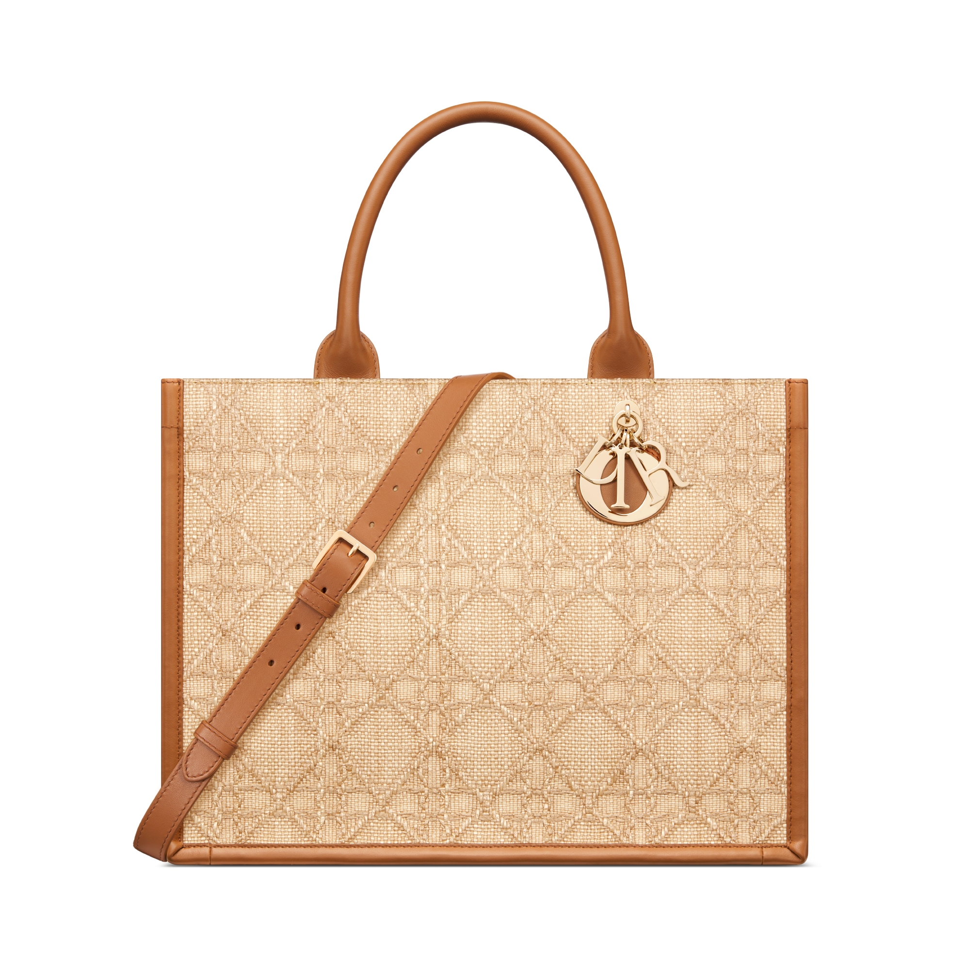 Dior Book Tote mediano Rafia Cannage beige (36,5 x 28 x 16,5 cm) | DIOR