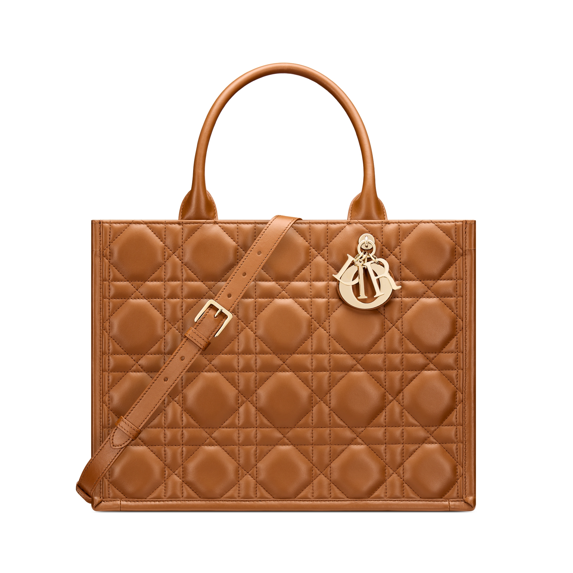 Sac Dior Book Tote Medium Cuir de veau Macrocannage couleur Golden Saddle (36,5 x 28 x 16,5 cm) E01