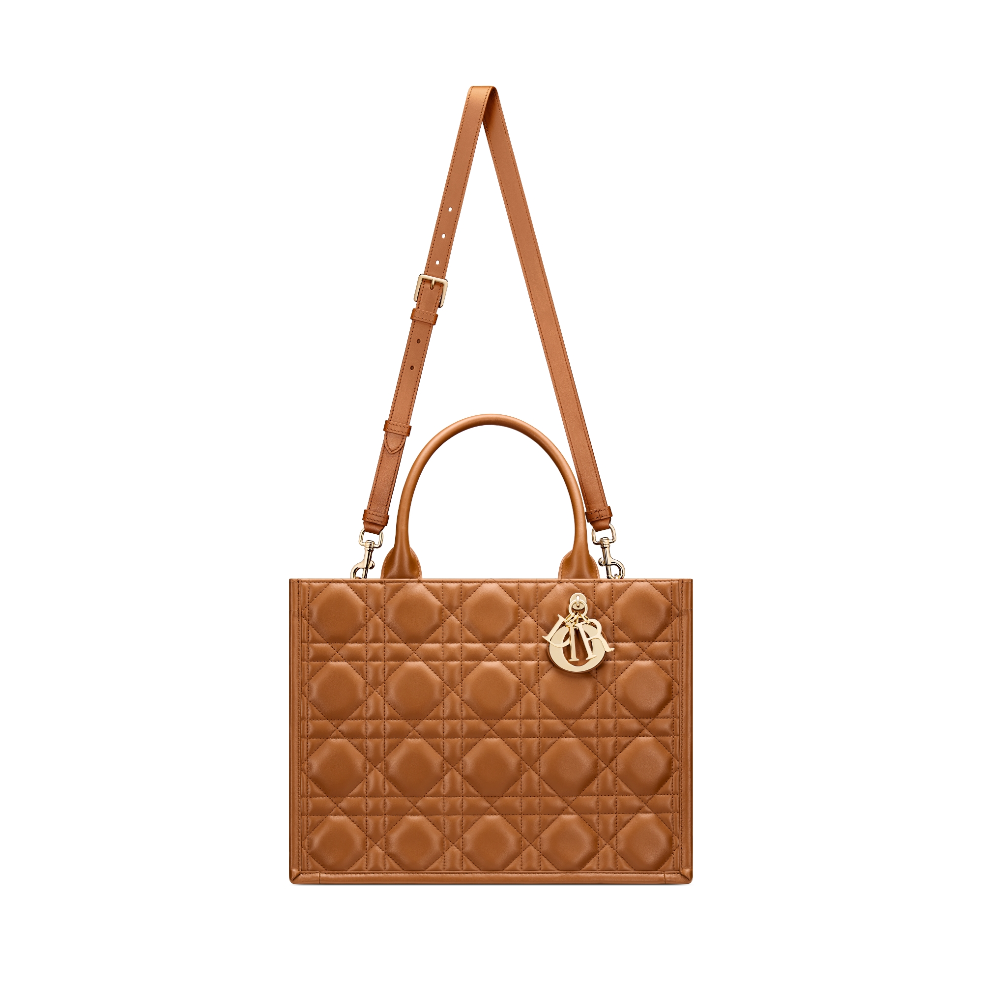 Sac Dior Book Tote Medium Cuir de veau Macrocannage couleur Golden Saddle (36,5 x 28 x 16,5 cm) E07