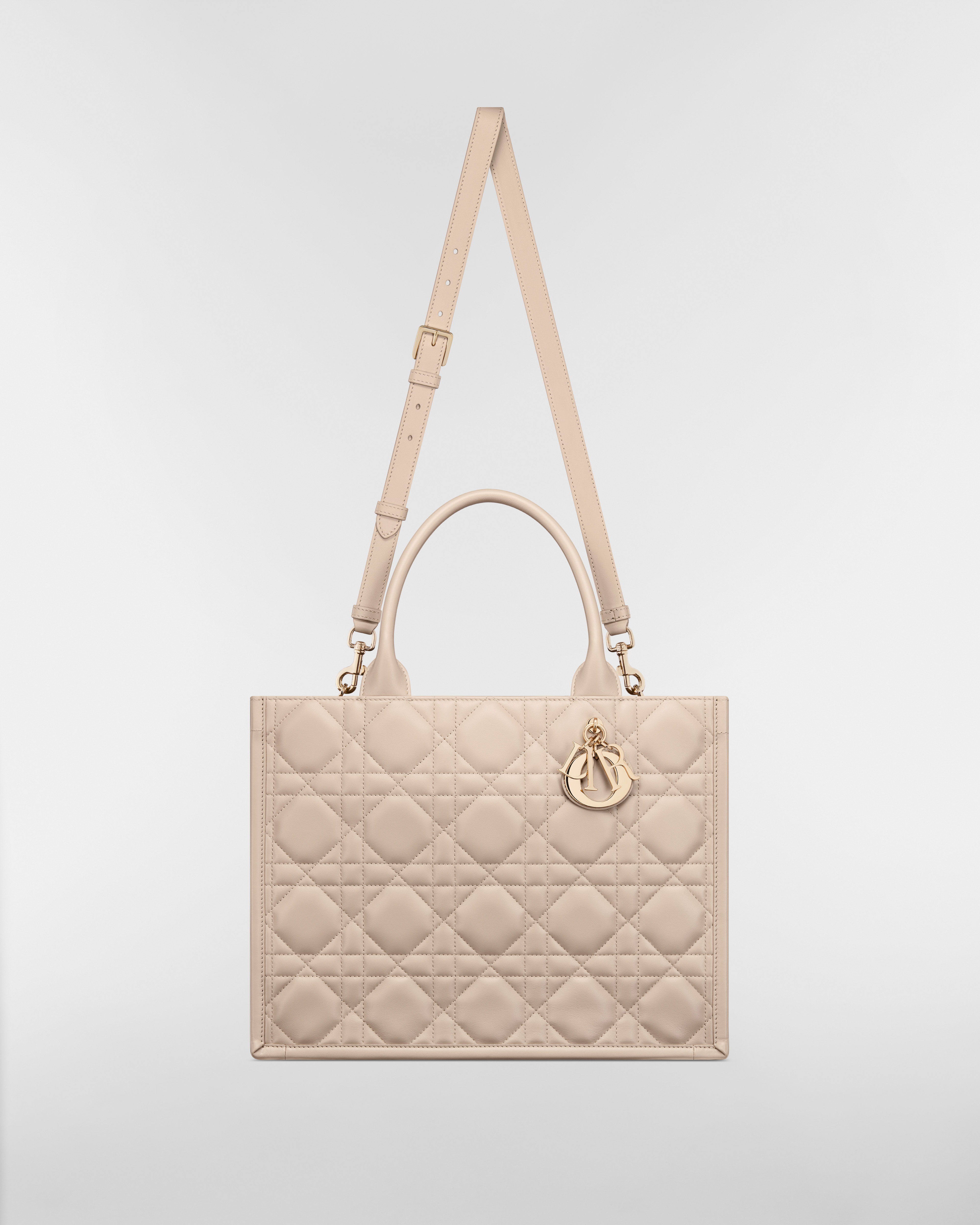 中碼 Dior Book Tote 粉米色大型藤格紋圖案小牛皮（36.5 x 28 x 16.5 厘米） E07