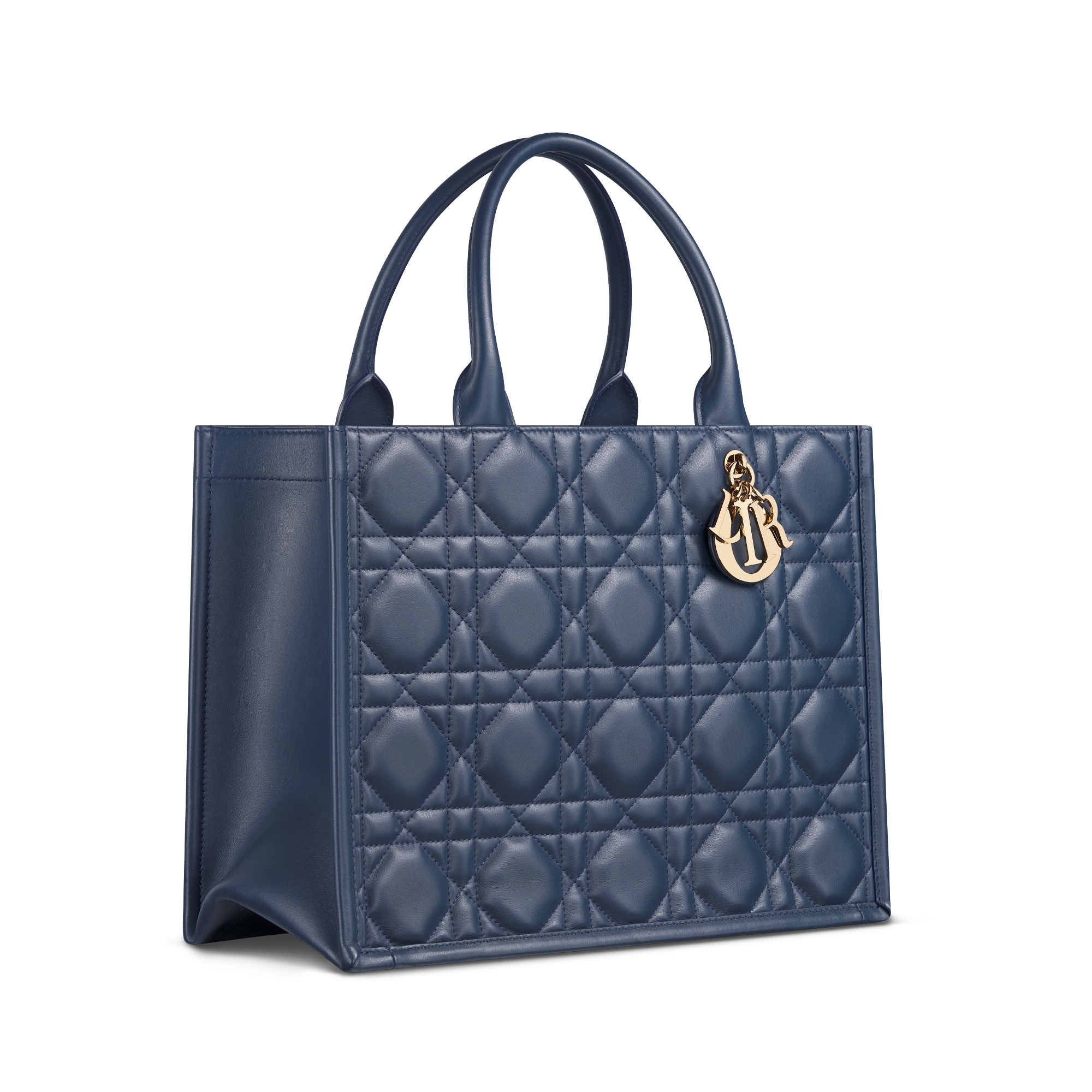 Sac Dior Book Tote Medium Cuir de veau Macrocannage bleu océan (36,5 x 28 x 16,5 cm) E03