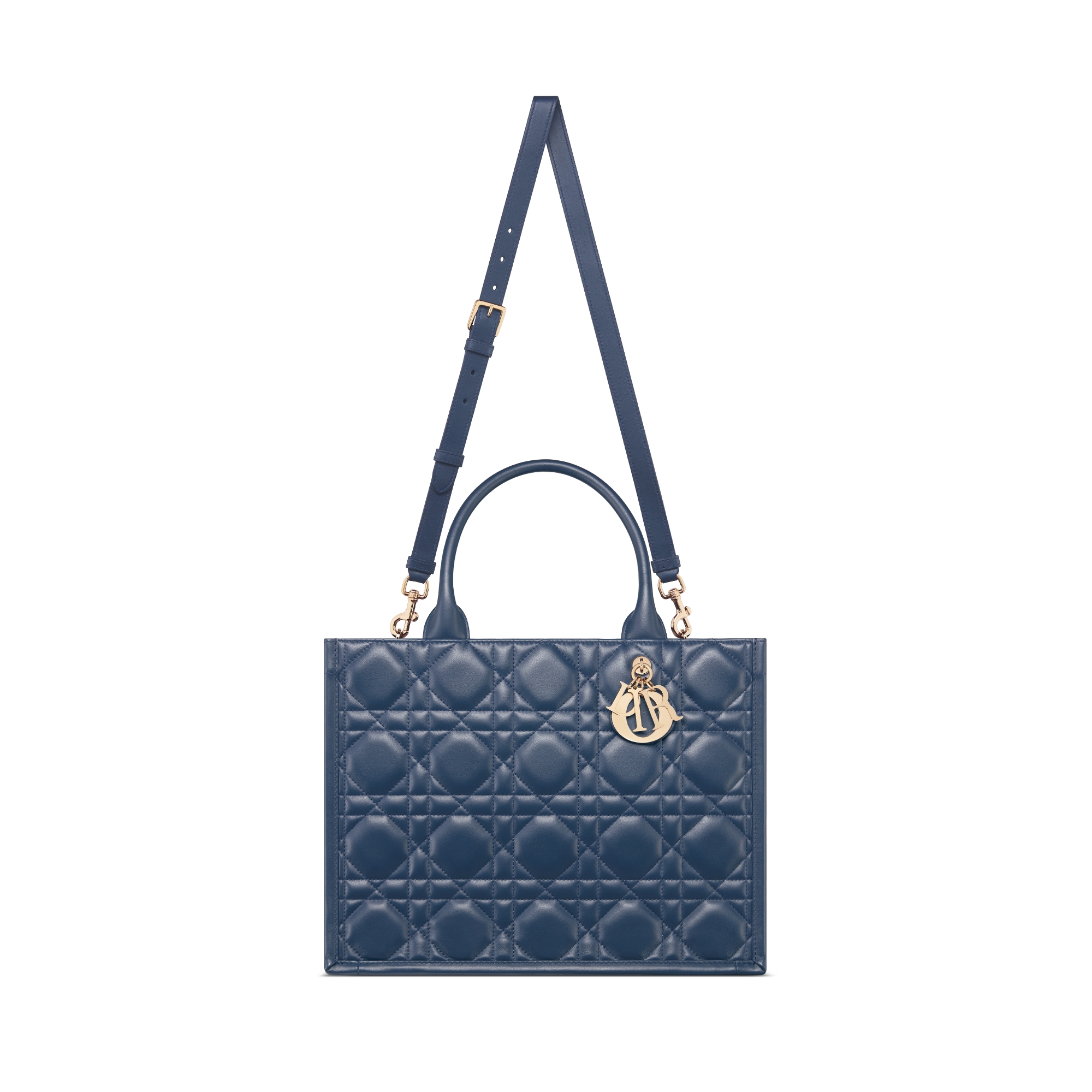 Sac Dior Book Tote Medium Cuir de veau Macrocannage bleu océan (36,5 x 28 x 16,5 cm) E07