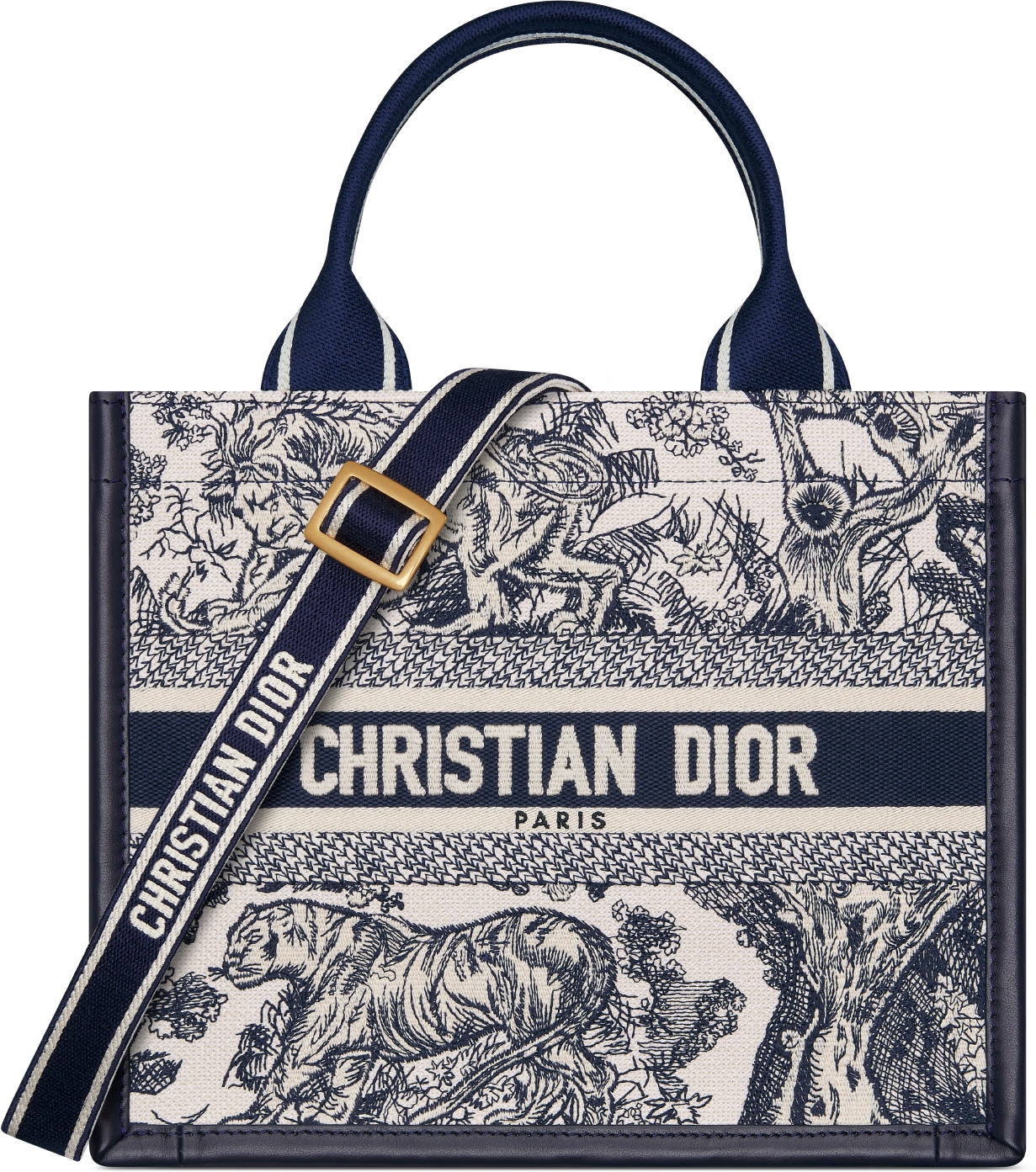 DIOR | Dior Book Tote バッグ スモール トワル ドゥ ジュイ ソヴァージュ エンブロイダリー & カーフスキン (26.5 x  22 x 14 cm)