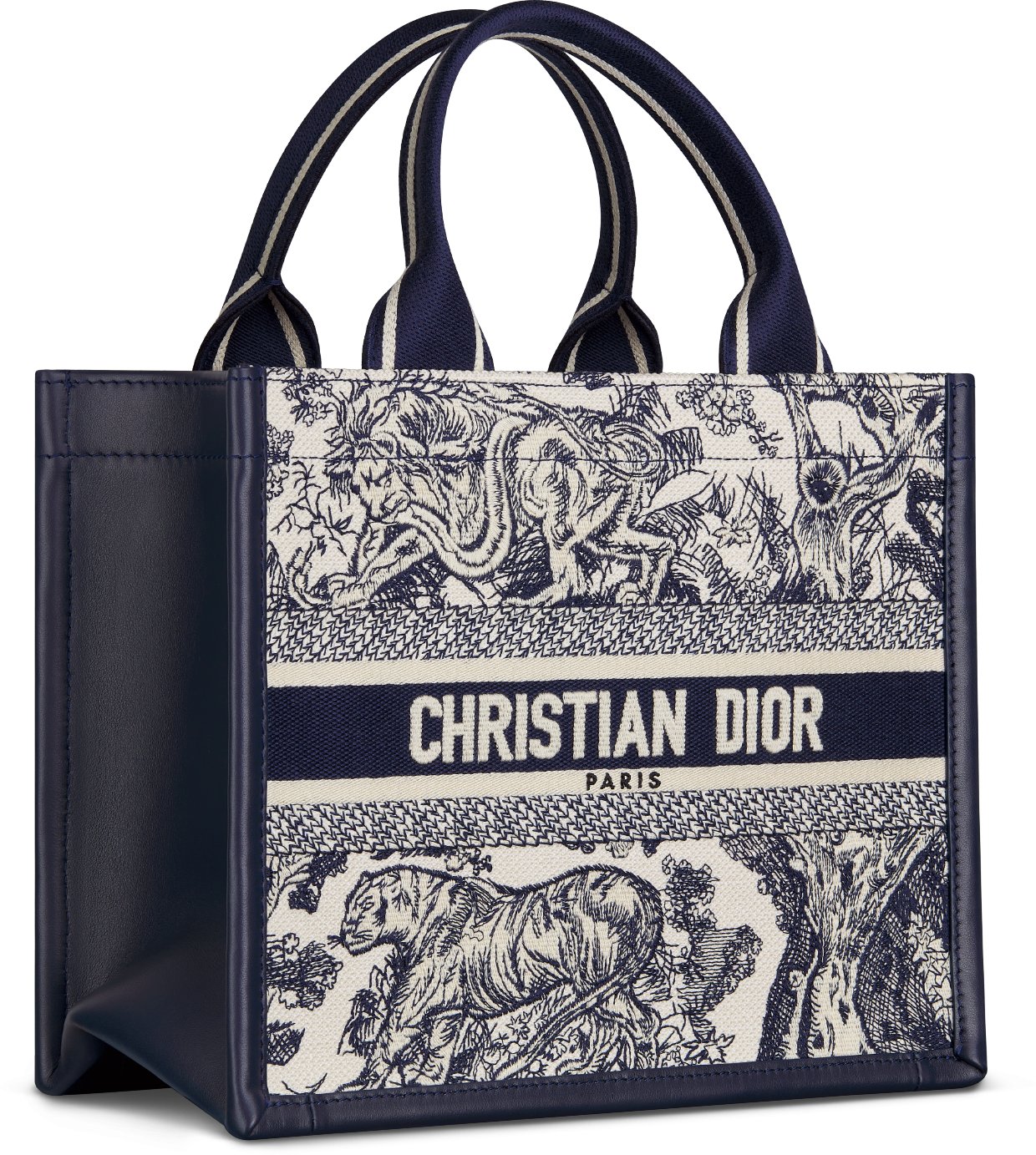 DIOR | Dior Book Tote バッグ スモール トワル ドゥ ジュイ ソヴァージュ エンブロイダリー & カーフスキン (26.5 x  22 x 14 cm)