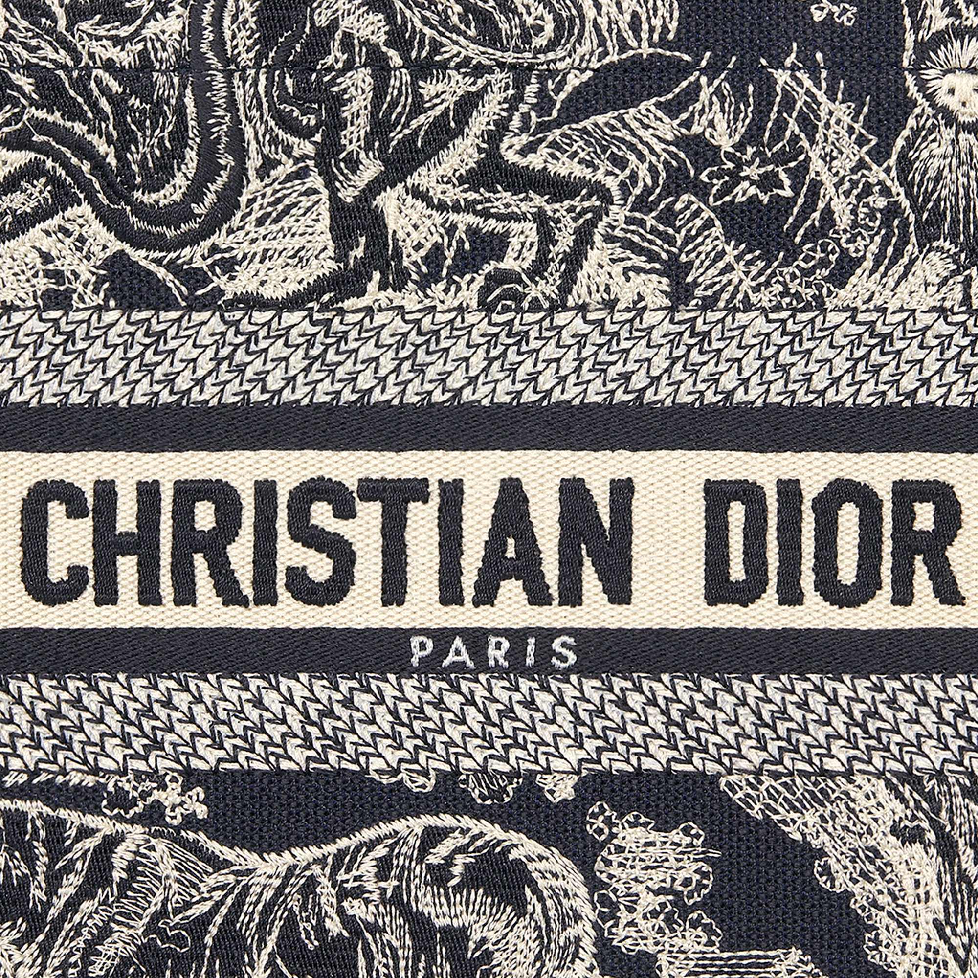 Small Dior Book Tote Blue and Ecru Toile de Jouy Reverse Embroidery and Blue Calfskin (26.5 x 22 x 14 cm) E09